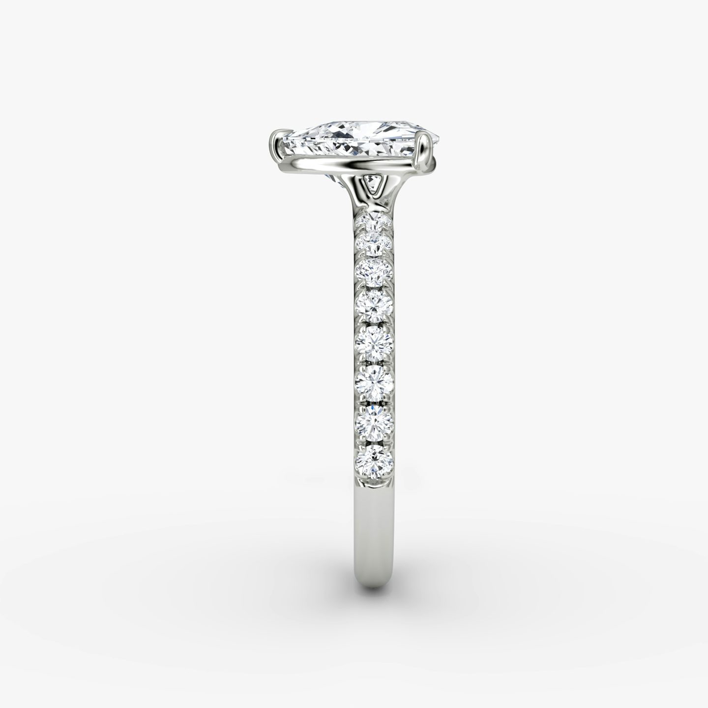 The Signature | Trillion | 18k | 18k White Gold | Band: Pavé | Band width: Large | Setting style: Plain | Diamond orientation: vertical | Carat weight: See full inventory