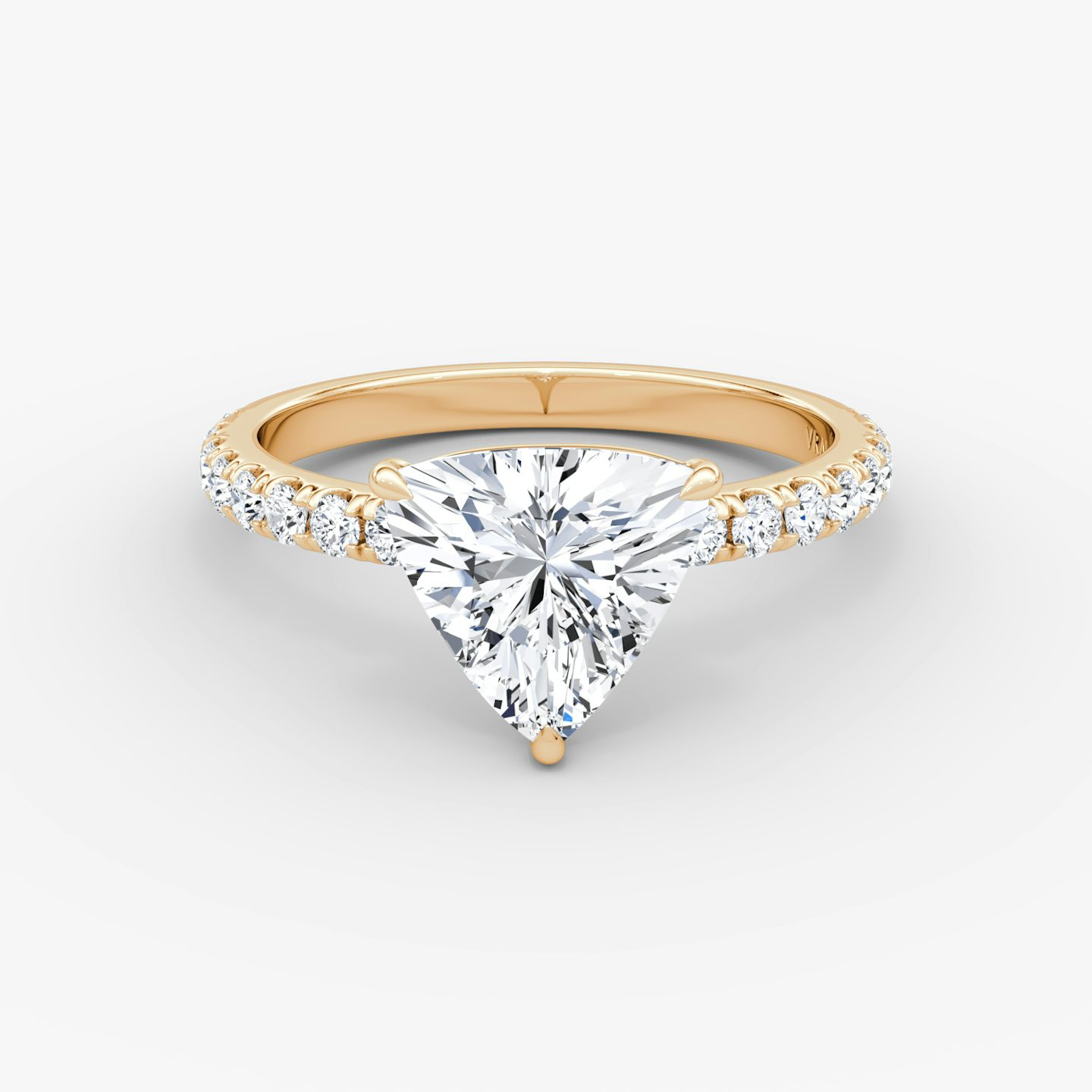 The Signature | Trillion | 14k | 14k Rose Gold | Band width: Large | Band: Pavé | Setting style: Plain | Diamond orientation: vertical | Carat weight: See full inventory