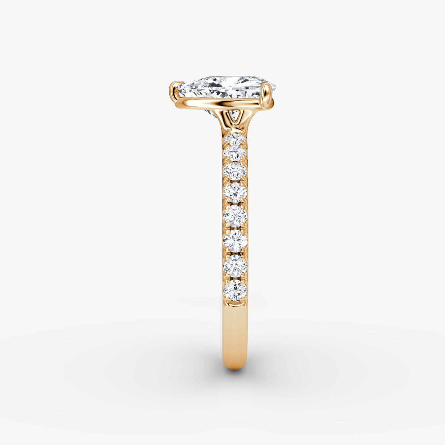 The Signature | Trillion | 14k | 14k Rose Gold | Band: Pavé | Band width: Large | Setting style: Plain | Diamond orientation: vertical | Carat weight: See full inventory