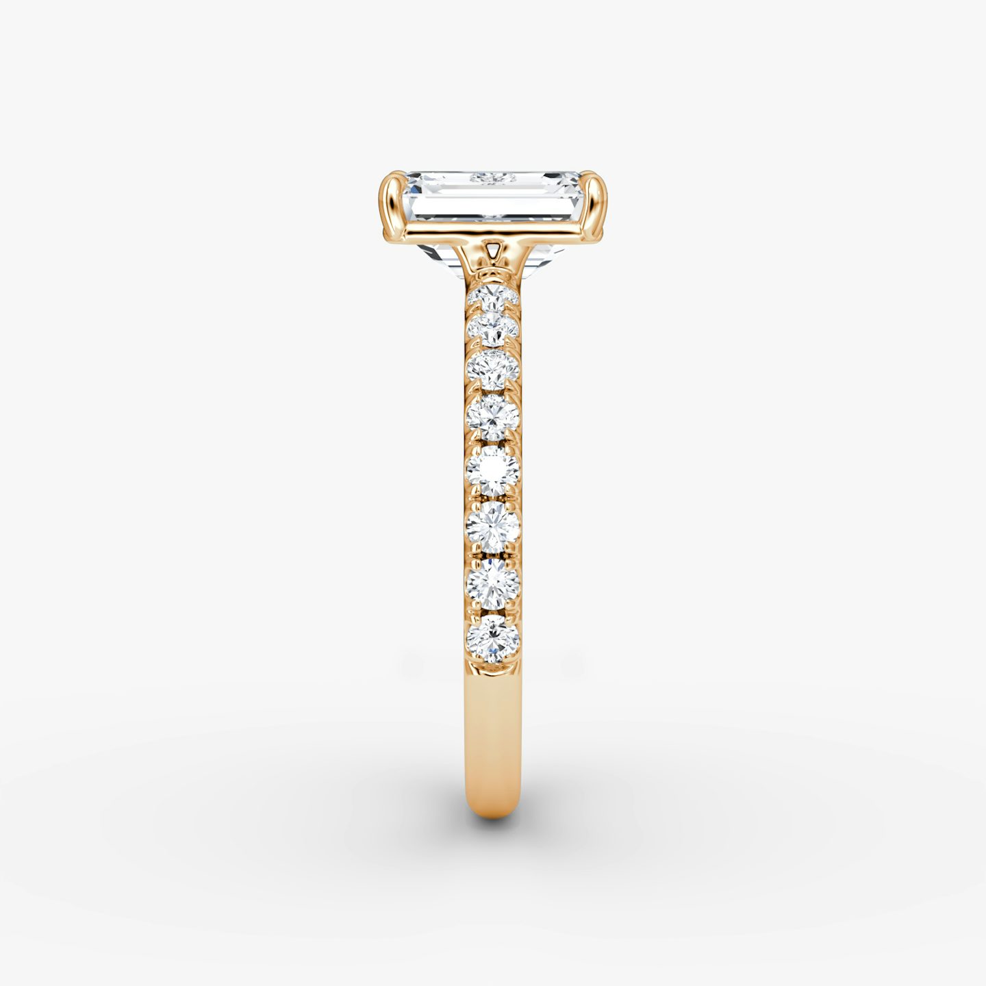 The Signature | Emerald | 14k | 14k Rose Gold | Band: Pavé | Band width: Large | Setting style: Plain | Diamond orientation: vertical | Carat weight: See full inventory