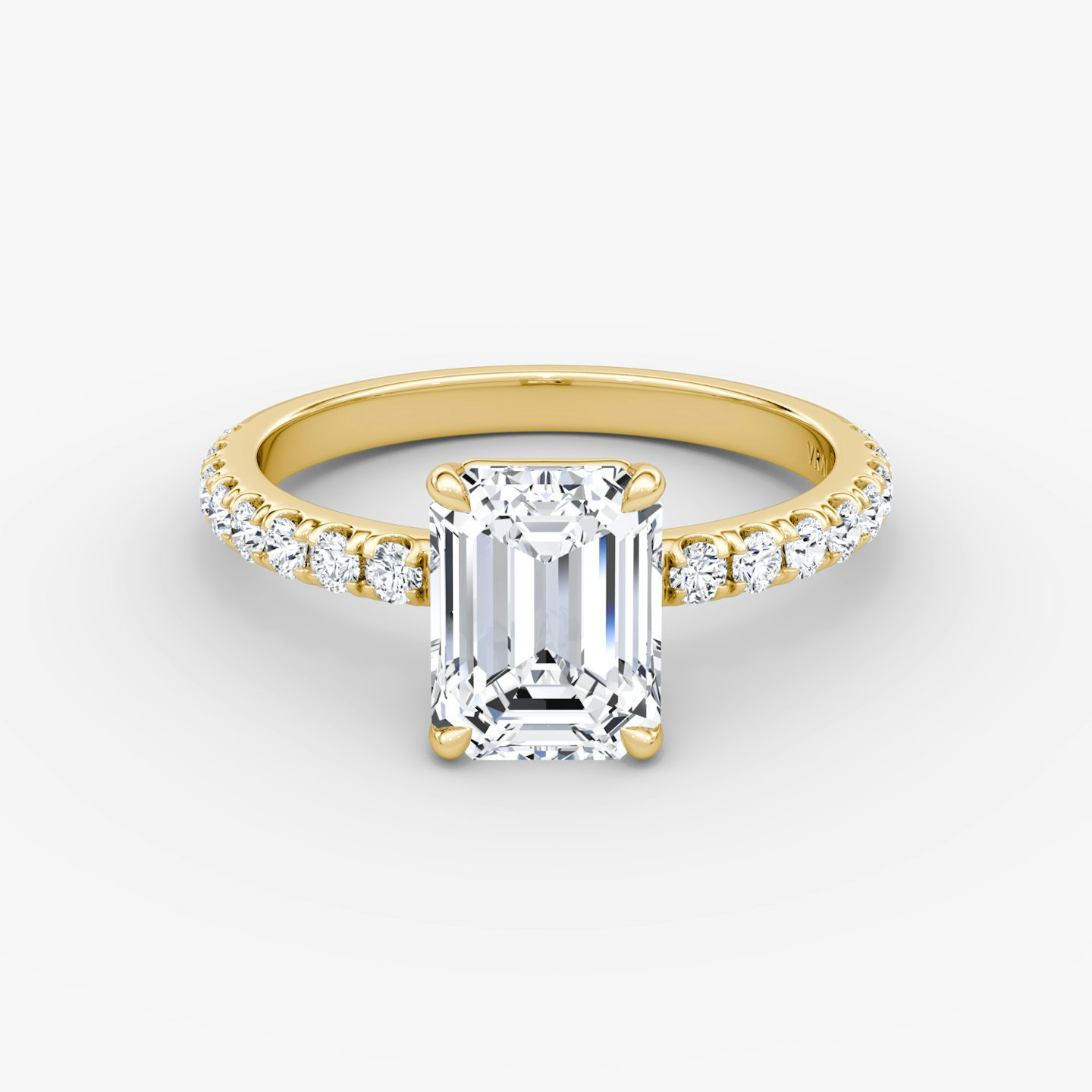 The Signature | Emerald | 18k | 18k Yellow Gold | Band width: Large | Band: Pavé | Setting style: Plain | Diamond orientation: vertical | Carat weight: See full inventory