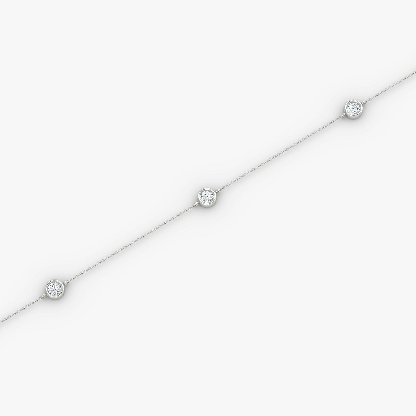 Silver Bezel Station Bracelet | Round Brilliant | Sterling Silver | Chain length: 6.5-7