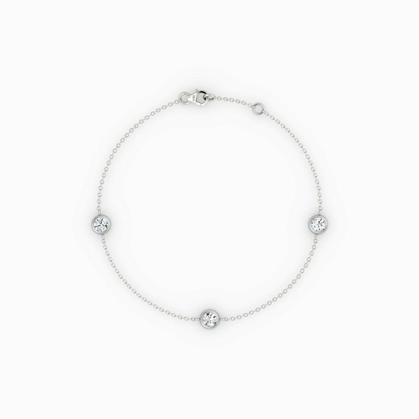 Silver Bezel Station Bracelet | Round Brilliant | Sterling Silver | Chain length: 6.5-7
