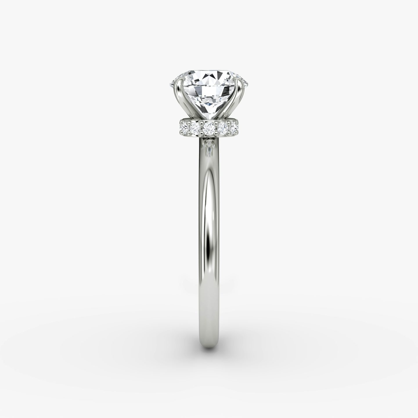The Veiled Halo | Round Brilliant | 18k | 18k White Gold | Band: Plain | Carat weight: See full inventory | Diamond orientation: vertical