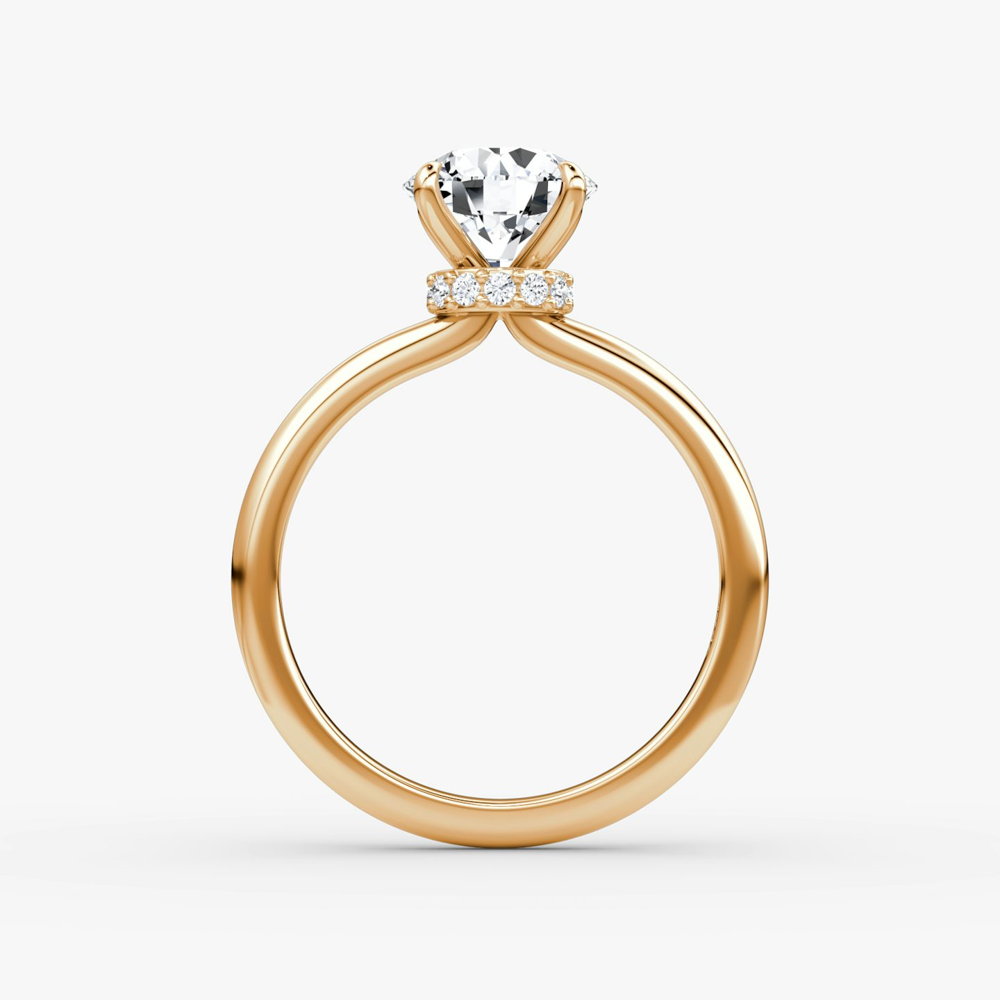 The Veiled Halo | Round Brilliant | 14k | 14k Rose Gold | Band: Plain | Carat weight: See full inventory | Diamond orientation: vertical