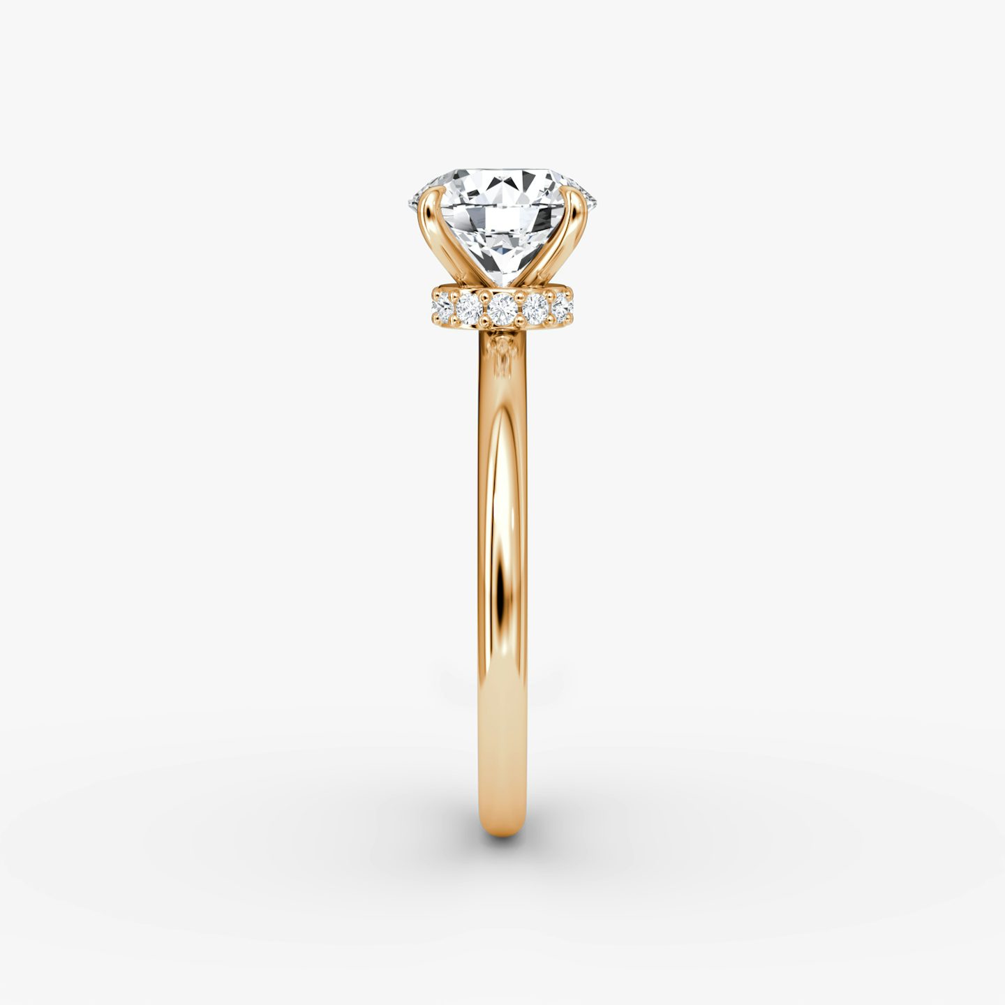 The Veiled Halo | Round Brilliant | 14k | 14k Rose Gold | Band: Plain | Carat weight: See full inventory | Diamond orientation: vertical