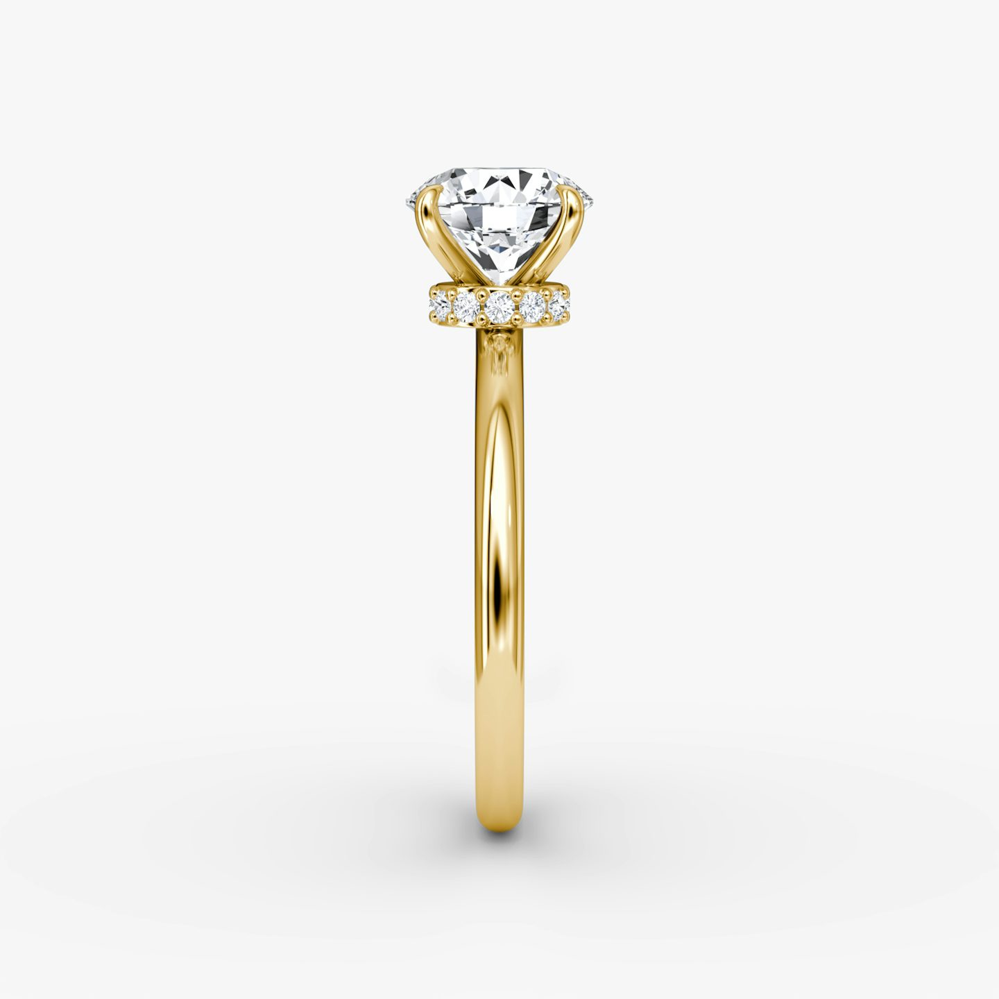 The Veiled Halo | Round Brilliant | 18k | 18k Yellow Gold | Band: Plain | Carat weight: See full inventory | Diamond orientation: vertical