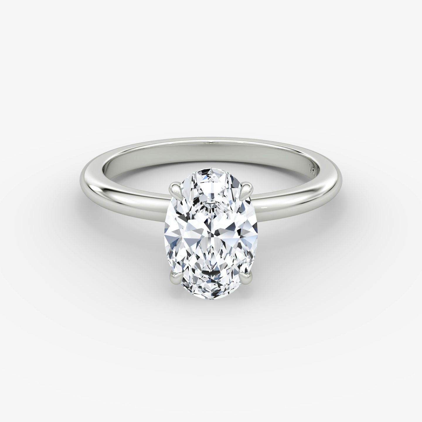 The Veiled Halo | Oval | Platinum | Band: Plain | Diamond orientation: vertical | Carat weight: See full inventory