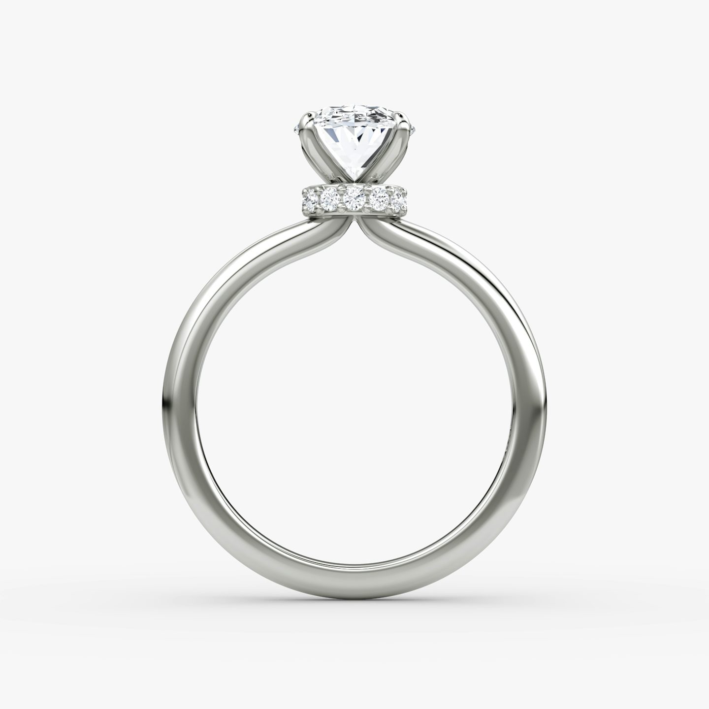 The Veiled Halo | Oval | Platinum | Band: Plain | Diamond orientation: vertical | Carat weight: See full inventory