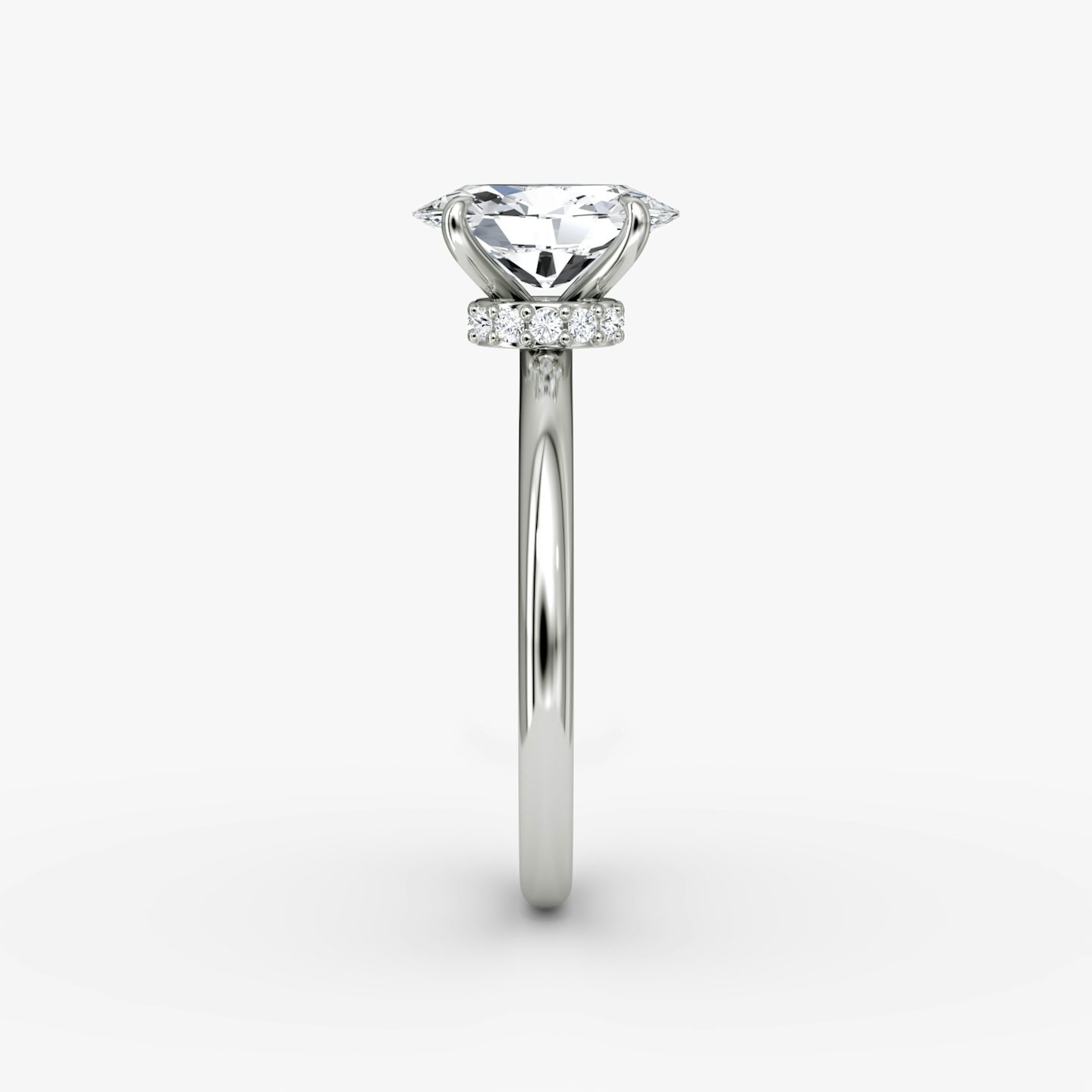 Bague de fiançailles Veiled Halo | Ovale | 18k | Or blanc 18 carats | Anneau: Simple | Orientation du diamant: vertical | Poids en carats: Voir le stock total