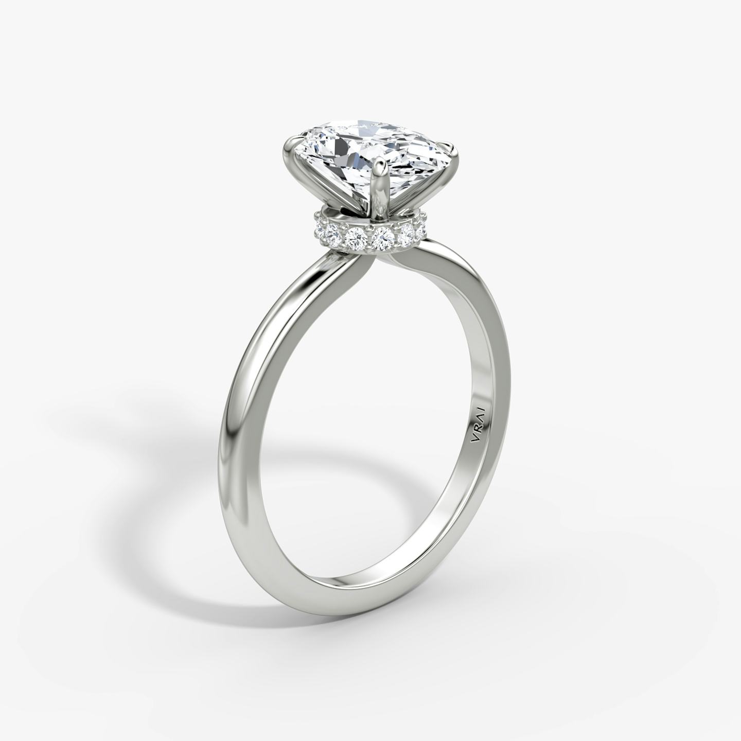 The Veiled Halo | Oval | 18k | 18k White Gold | Band: Plain | Diamond orientation: vertical | Carat weight: See full inventory