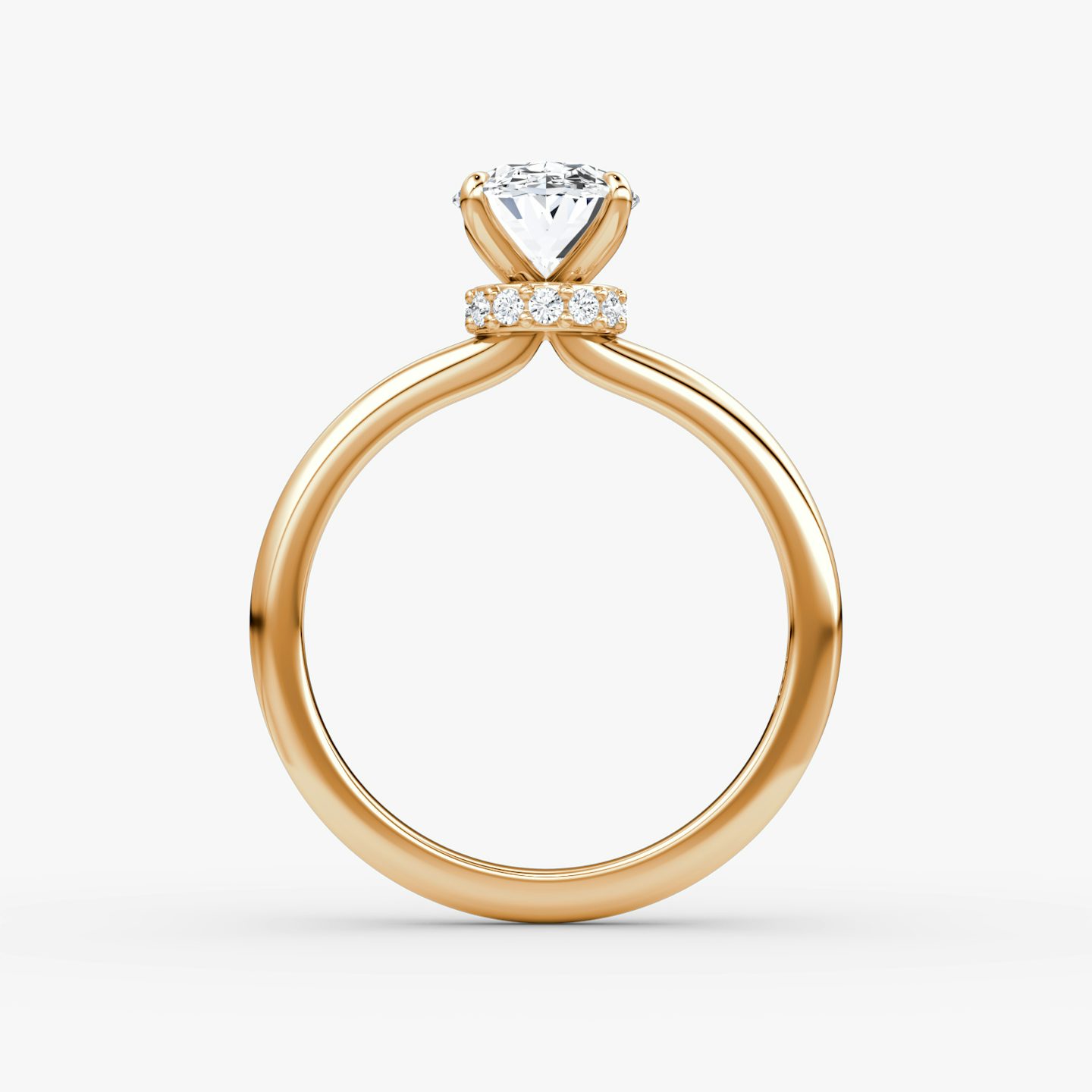 The Veiled Halo | Oval | 14k | 14k Rose Gold | Band: Plain | Diamond orientation: vertical | Carat weight: See full inventory