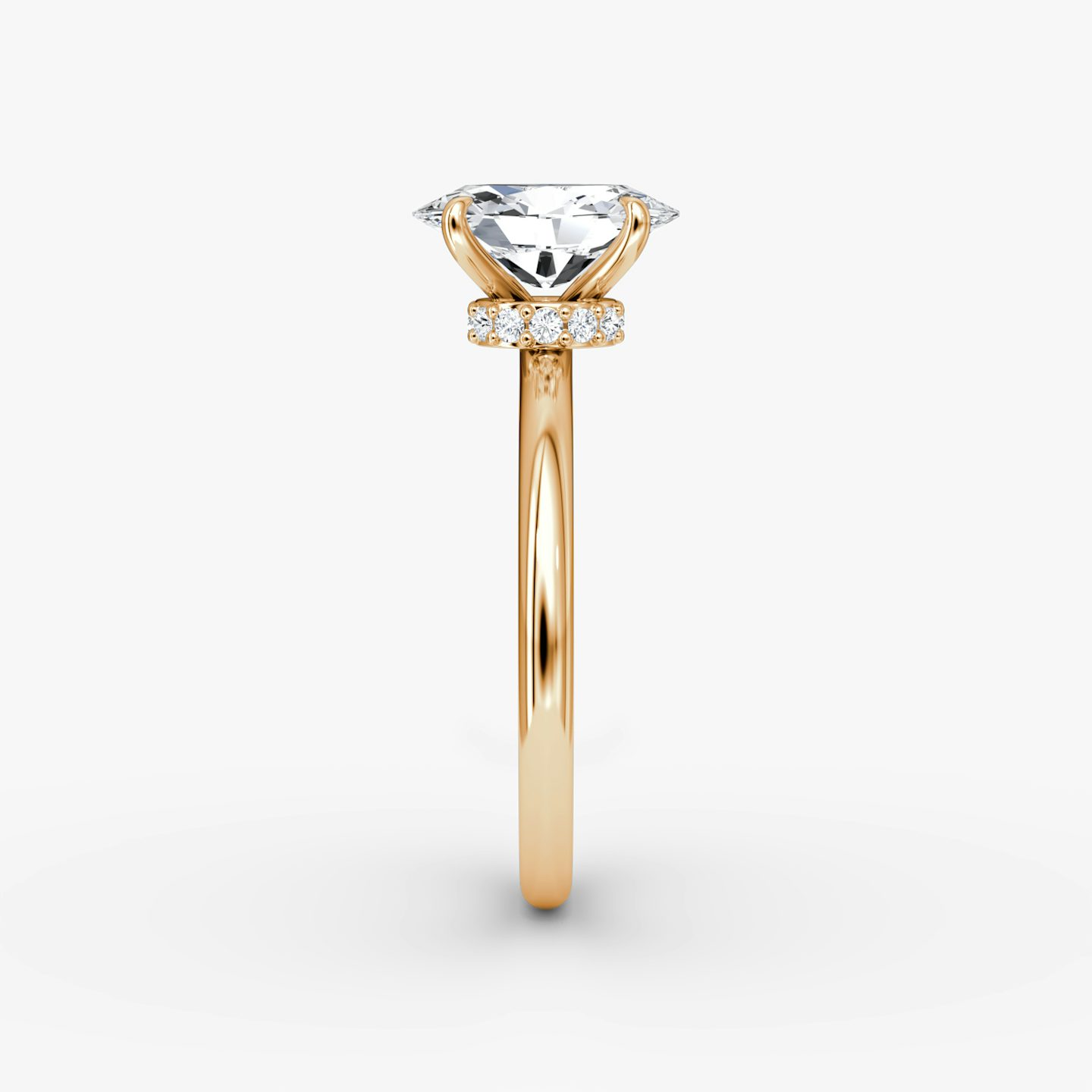 The Veiled Halo | Oval | 14k | 14k Rose Gold | Band: Plain | Diamond orientation: vertical | Carat weight: See full inventory