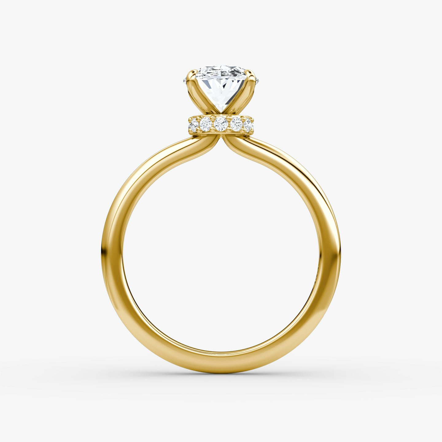 The Veiled Halo | Oval | 18k | 18k Yellow Gold | Band: Plain | Diamond orientation: vertical | Carat weight: See full inventory