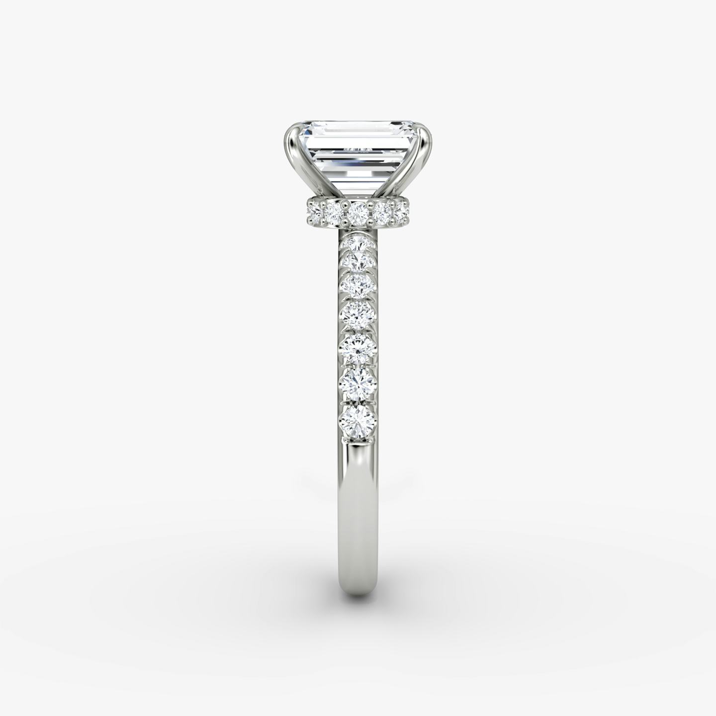 The Veiled Halo | Emerald | 18k | 18k White Gold | Band: Pavé | Diamond orientation: vertical | Carat weight: See full inventory