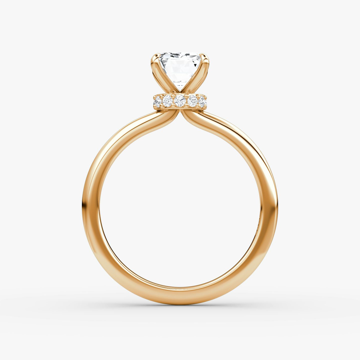 The Veiled Halo | Emerald | 14k | 14k Rose Gold | Band: Plain | Diamond orientation: vertical | Carat weight: See full inventory