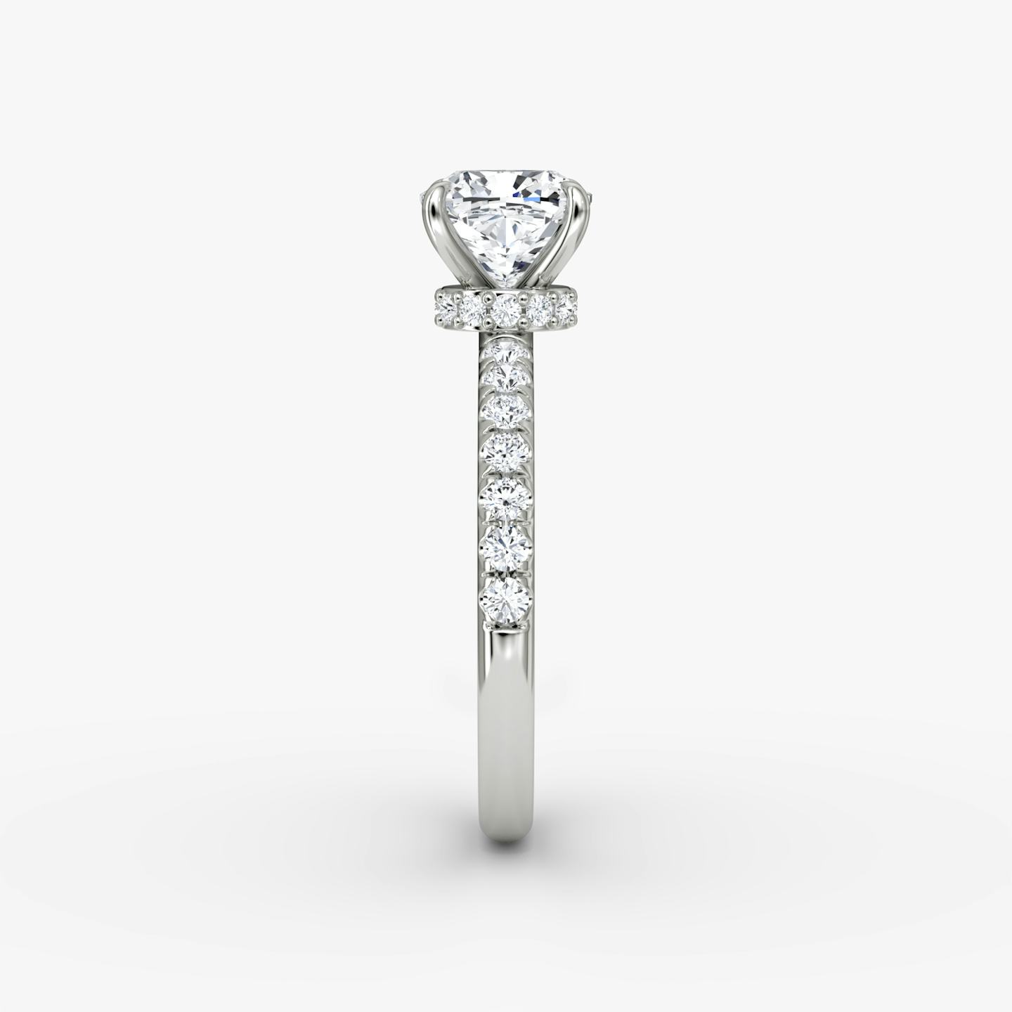 The Veiled Halo | Pavé Cushion | 18k | 18k White Gold | Band: Pavé | Diamond orientation: vertical | Carat weight: See full inventory