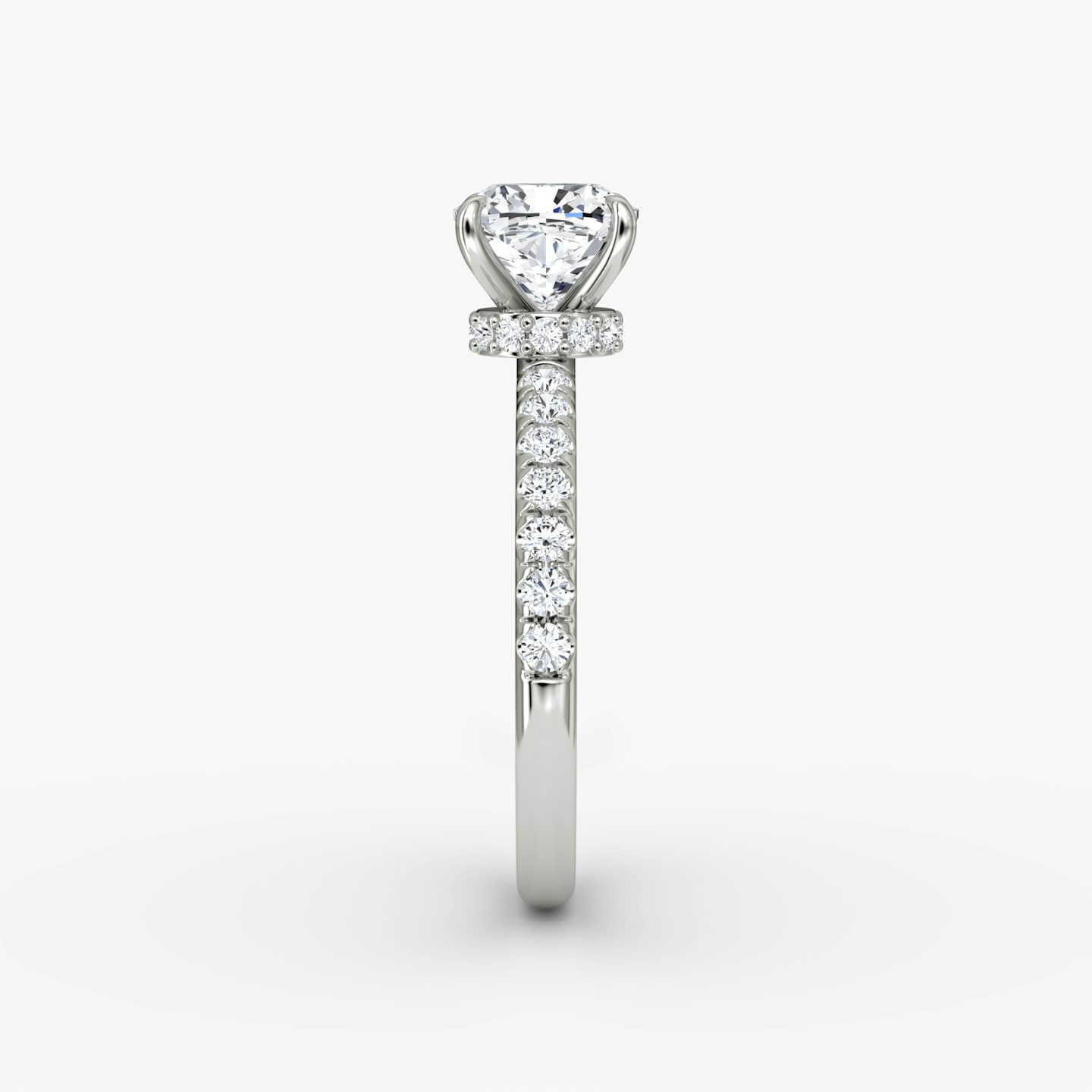 The Veiled Halo | Pavé Cushion | 18k | 18k White Gold | Band: Pavé | Diamond orientation: vertical | Carat weight: See full inventory