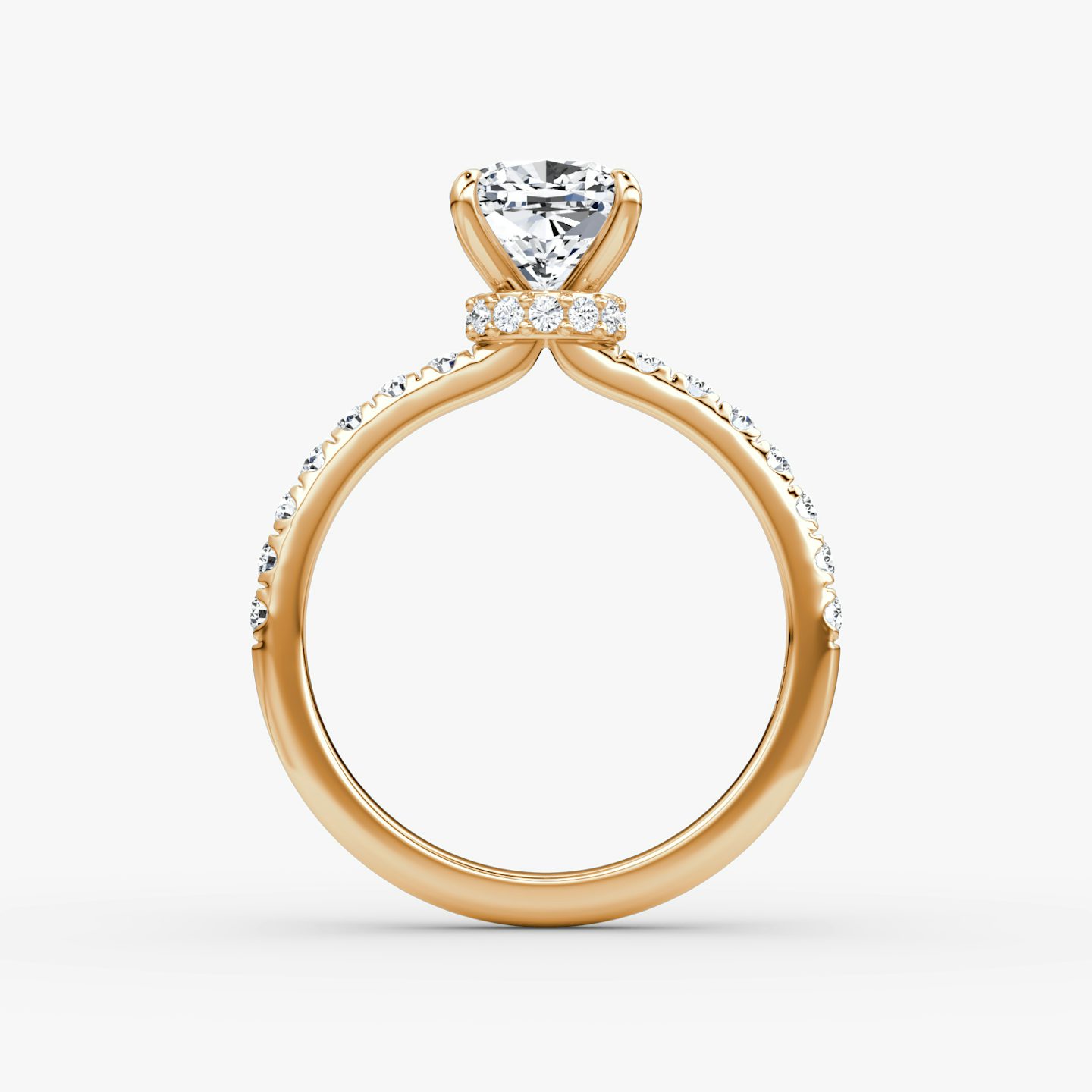 The Veiled Halo | Pavé Cushion | 14k | 14k Rose Gold | Band: Pavé | Diamond orientation: vertical | Carat weight: See full inventory