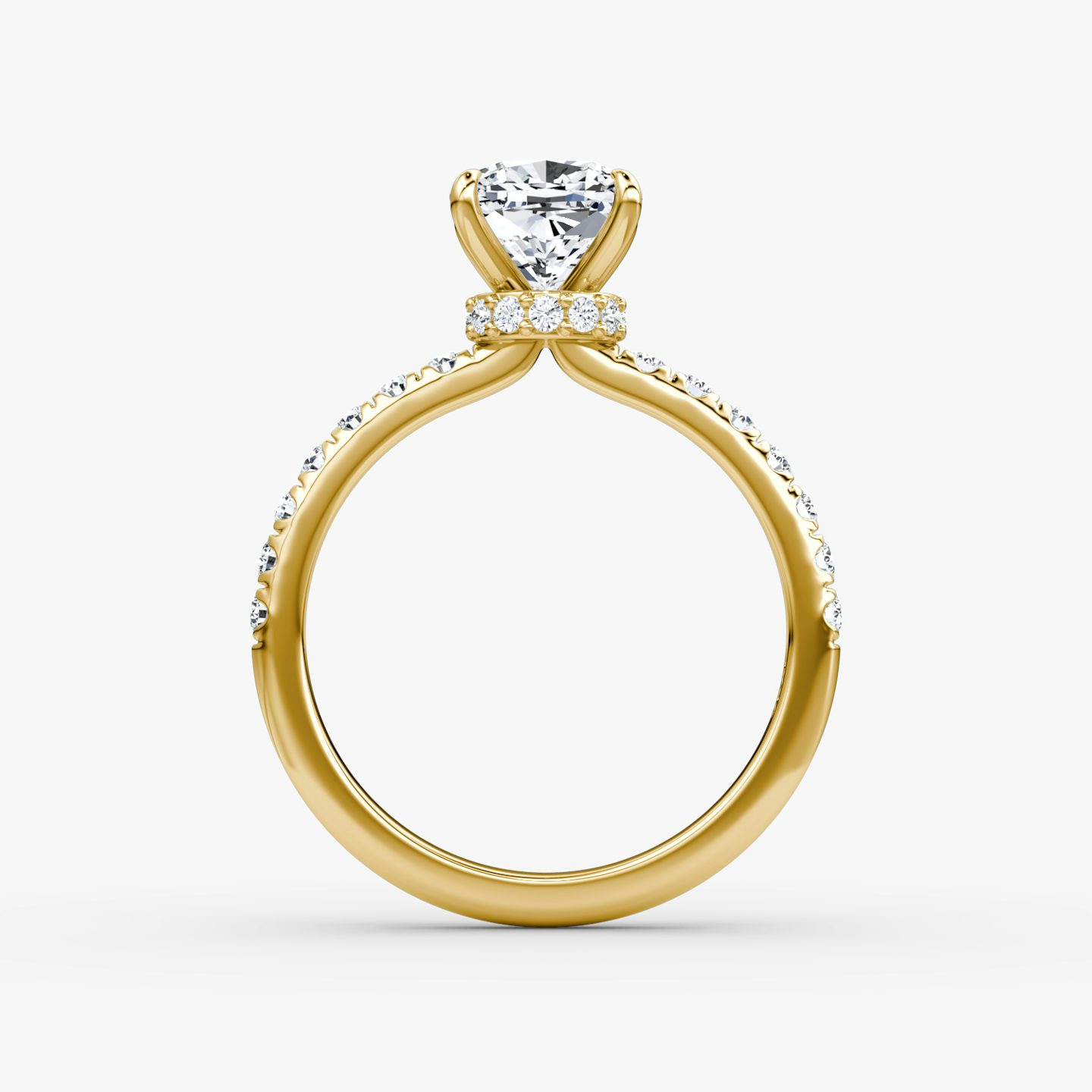 The Veiled Halo | Pavé Cushion | 18k | 18k Yellow Gold | Band: Pavé | Diamond orientation: vertical | Carat weight: See full inventory