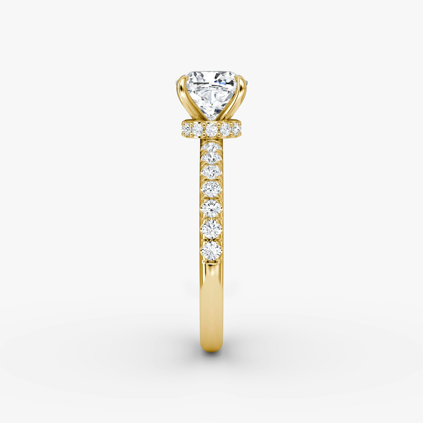 The Veiled Halo | Pavé Cushion | 18k | 18k Yellow Gold | Band: Pavé | Diamond orientation: vertical | Carat weight: See full inventory