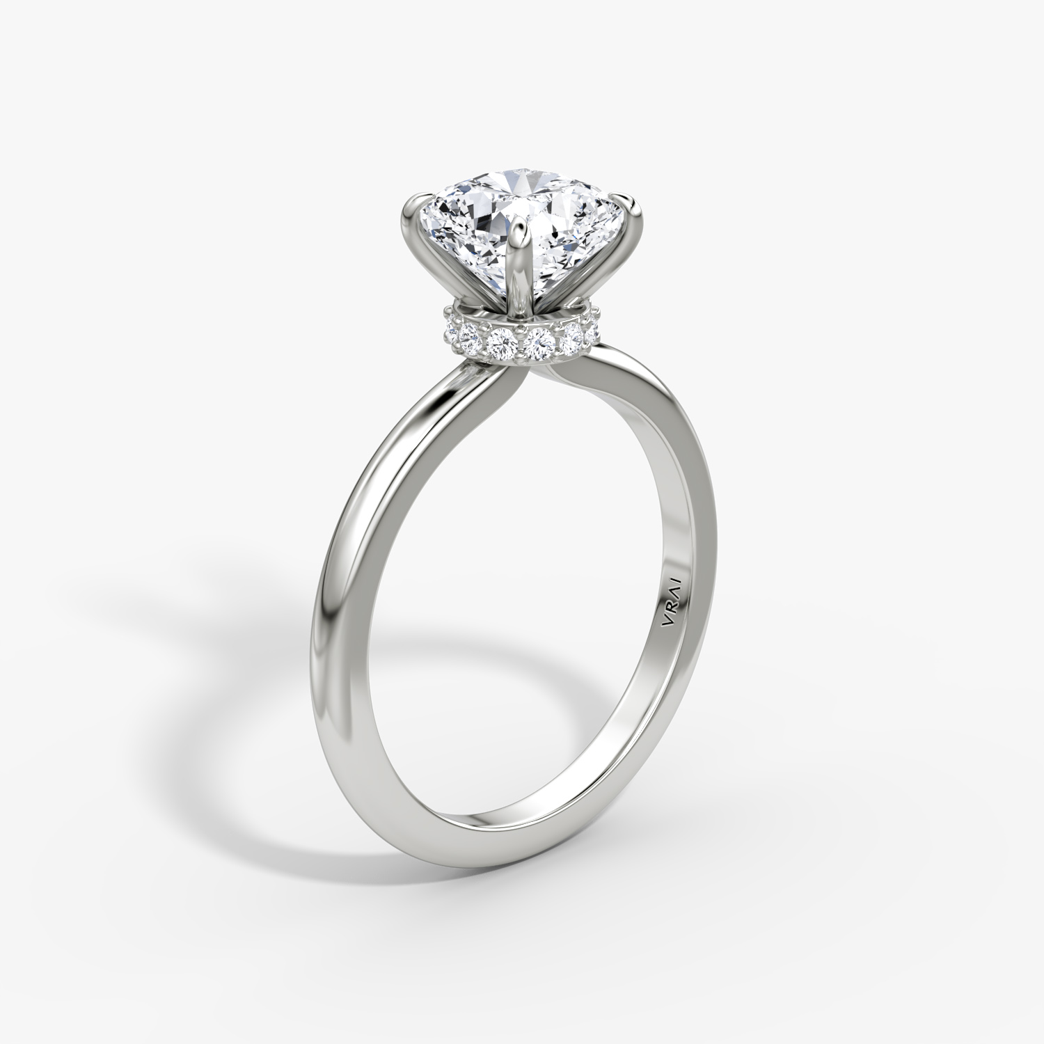 Veiled Halo Cushion Engagement Ring | 18k White Gold