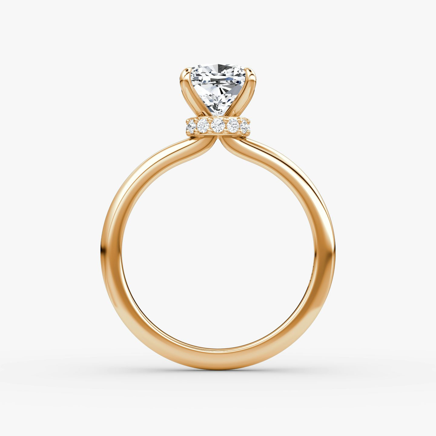 The Veiled Halo | Pavé Cushion | 14k | 14k Rose Gold | Band: Plain | Diamond orientation: vertical | Carat weight: See full inventory