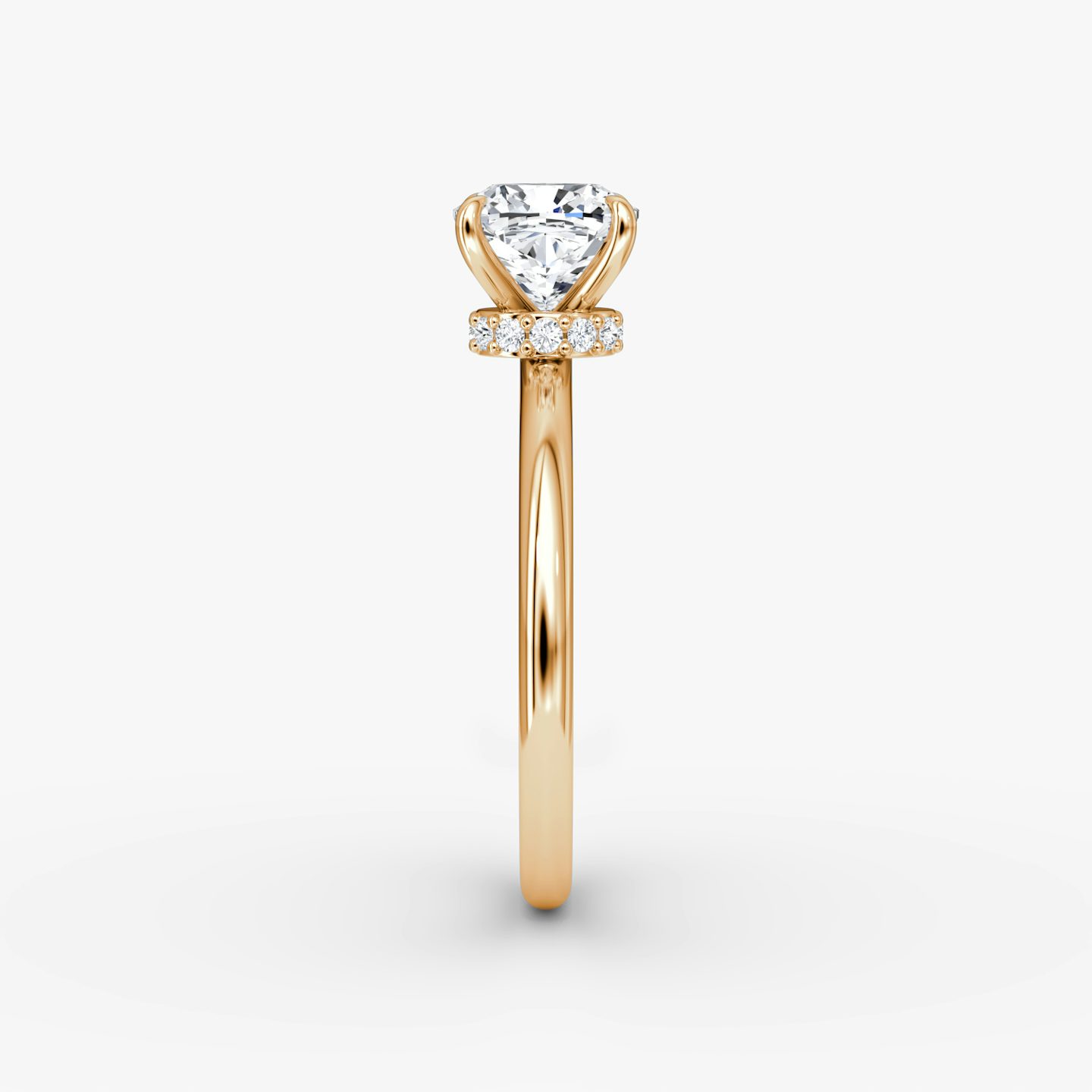 The Veiled Halo | Pavé Cushion | 14k | 14k Rose Gold | Band: Plain | Diamond orientation: vertical | Carat weight: See full inventory