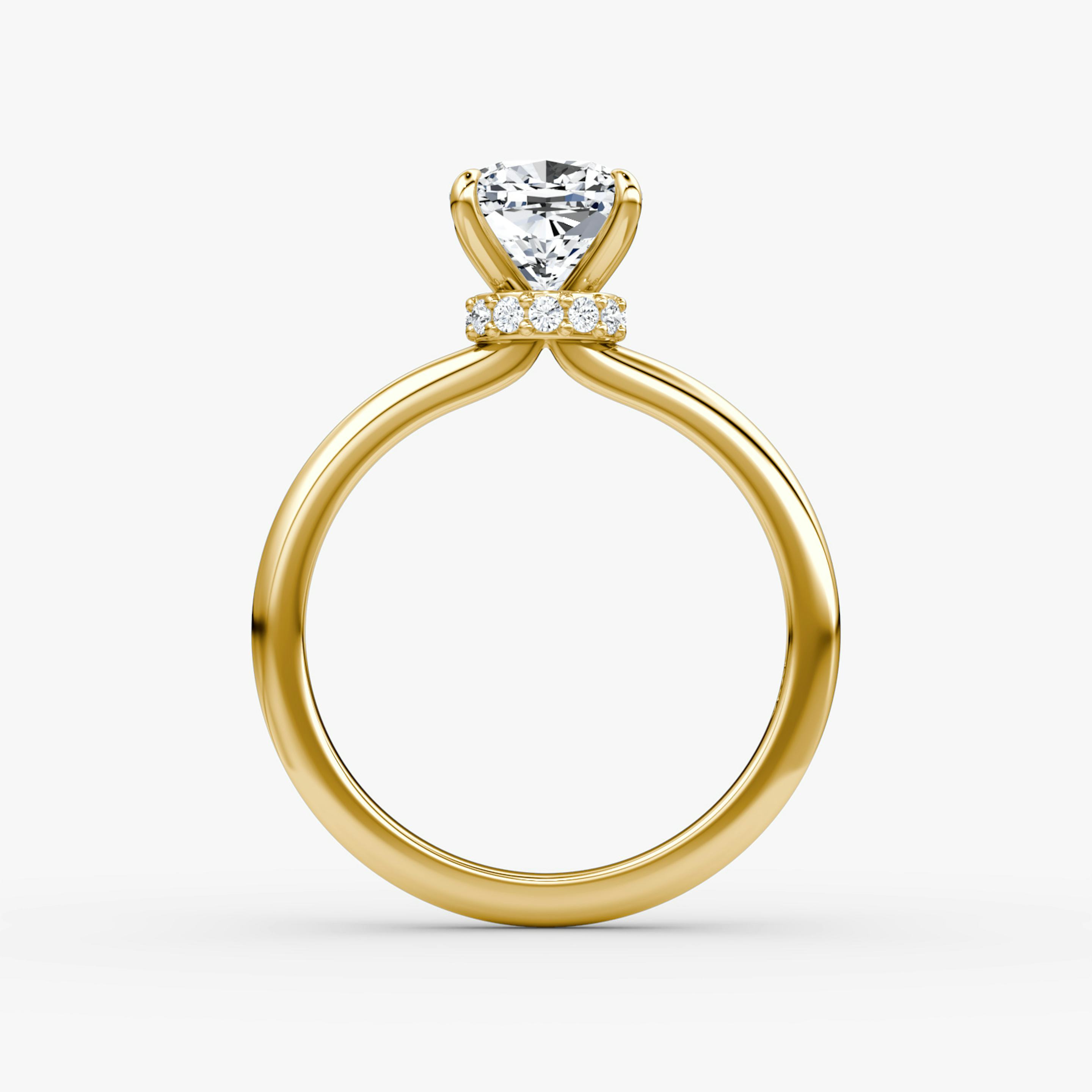 The Veiled Halo | Pavé Cushion | 18k | 18k Yellow Gold | Band: Plain | Diamond orientation: vertical | Carat weight: See full inventory