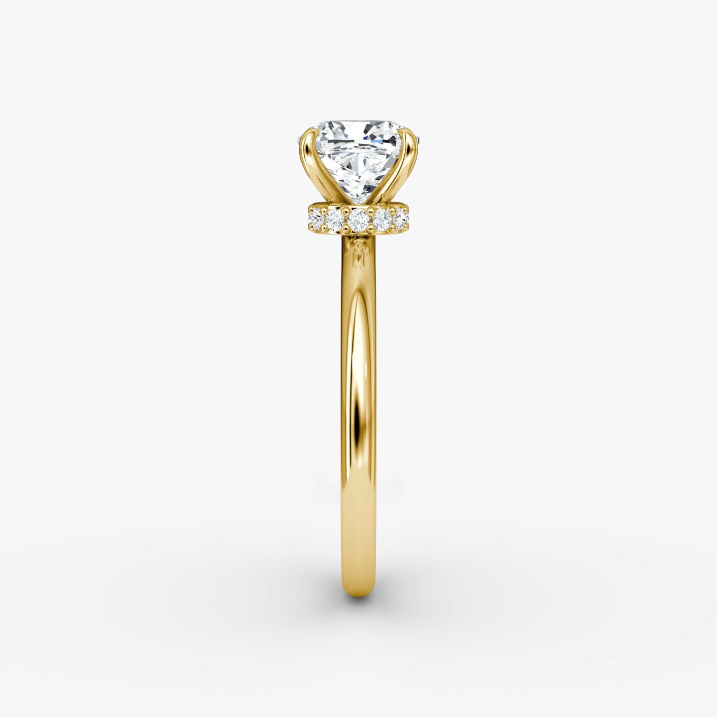 The Veiled Halo | Pavé Cushion | 18k | 18k Yellow Gold | Band: Plain | Diamond orientation: vertical | Carat weight: See full inventory