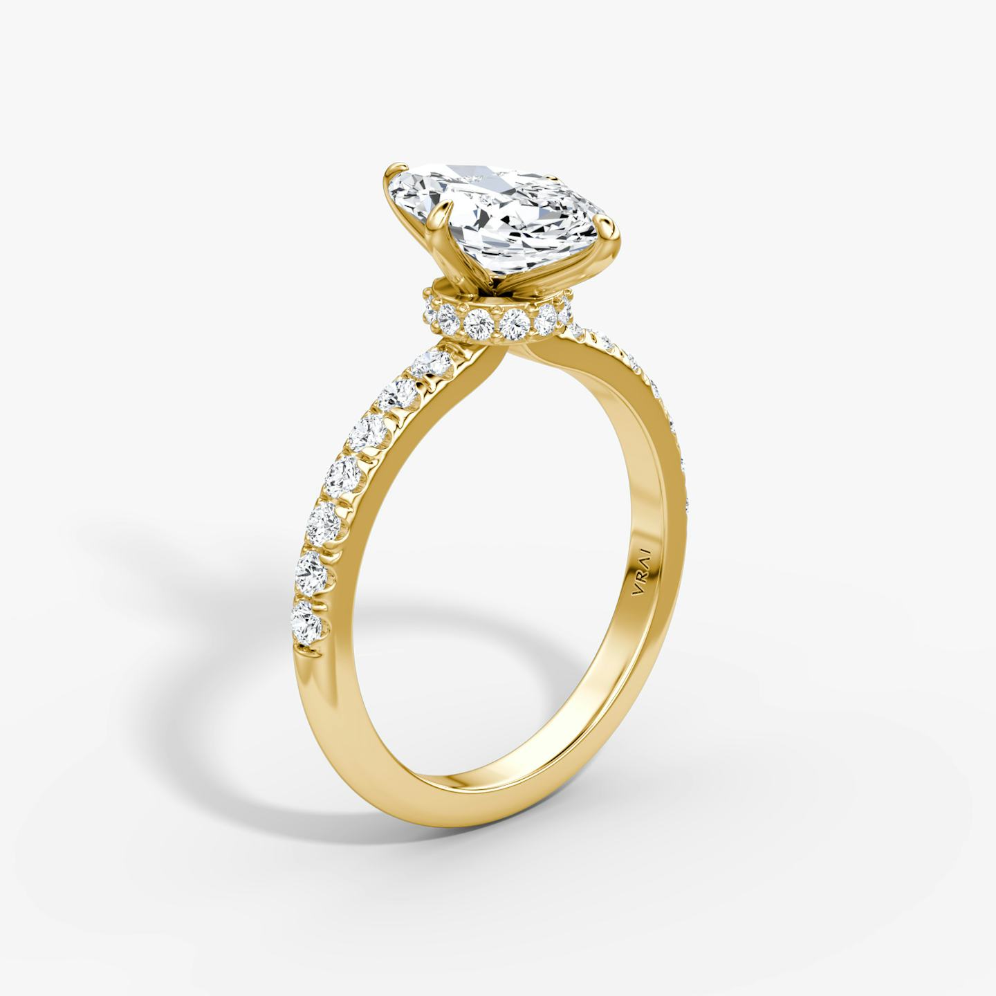 The Veiled Halo | Pavé Marquise | 18k | 18k Yellow Gold | Band: Pavé | Diamond orientation: vertical | Carat weight: See full inventory