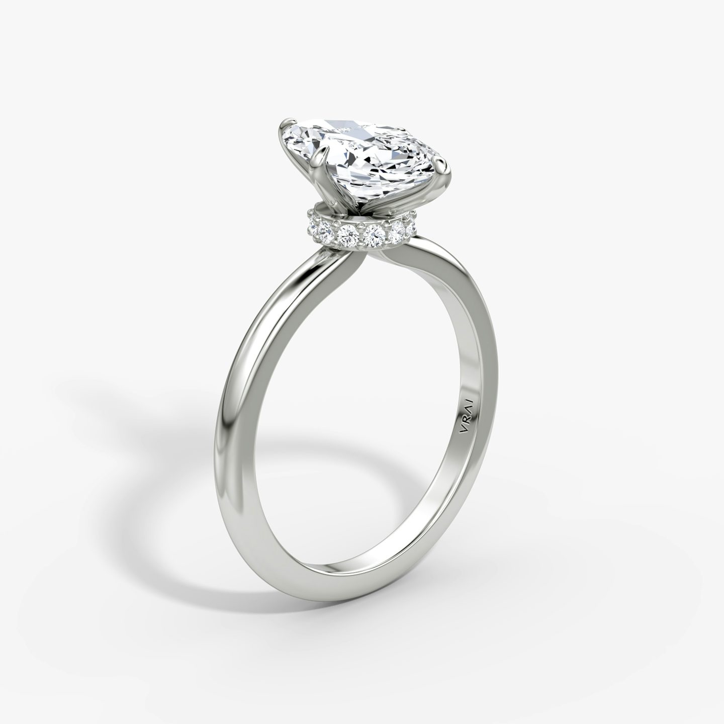 The Veiled Halo | Pavé Marquise | Platinum | Band: Plain | Diamond orientation: vertical | Carat weight: See full inventory