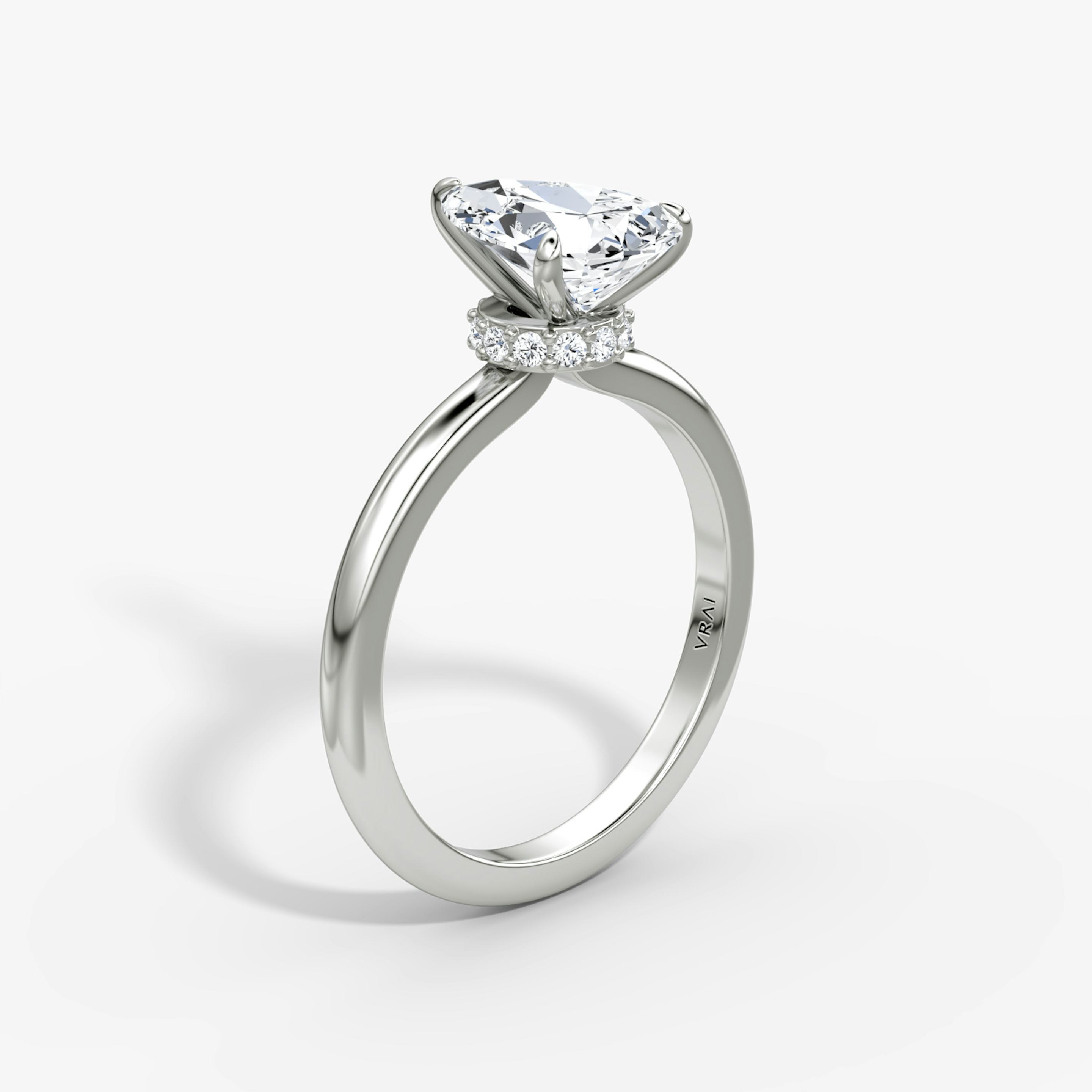 The Veiled Halo | Pear | 18k | 18k White Gold | Band: Plain | Diamond orientation: vertical | Carat weight: See full inventory