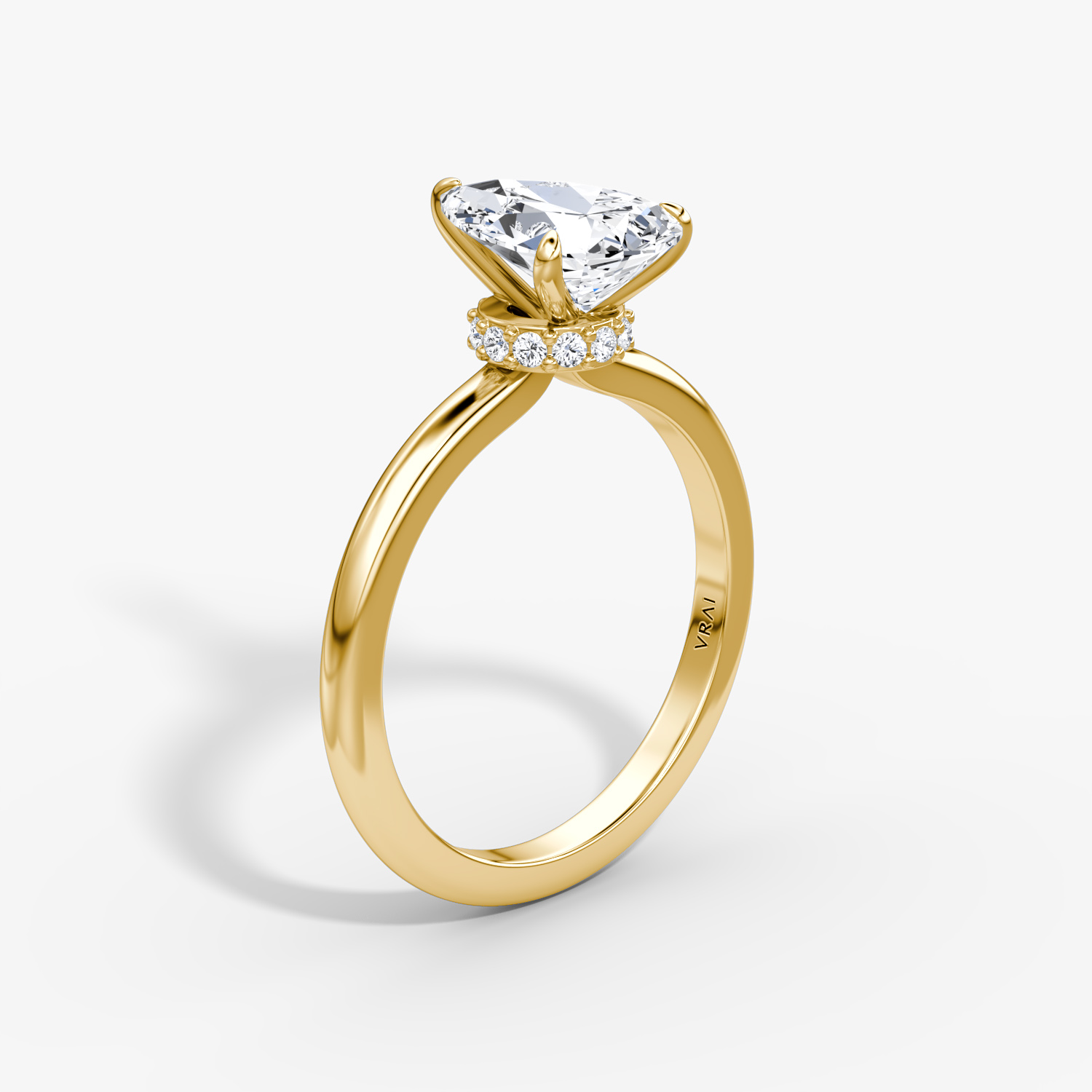 Veiled Halo Pear Engagement Ring | 18k Yellow Gold