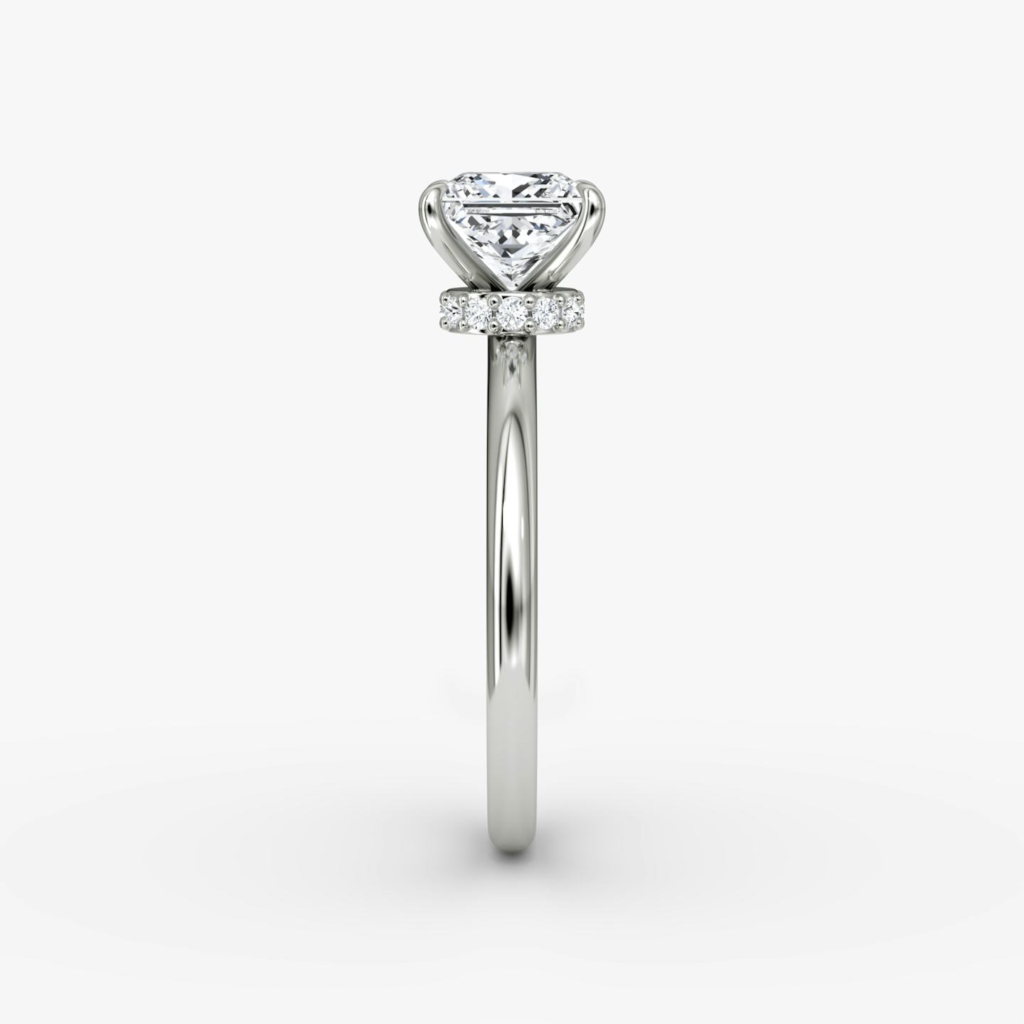 The Veiled Halo | Princess | 18k | 18k White Gold | Band: Plain | Diamond orientation: vertical | Carat weight: See full inventory