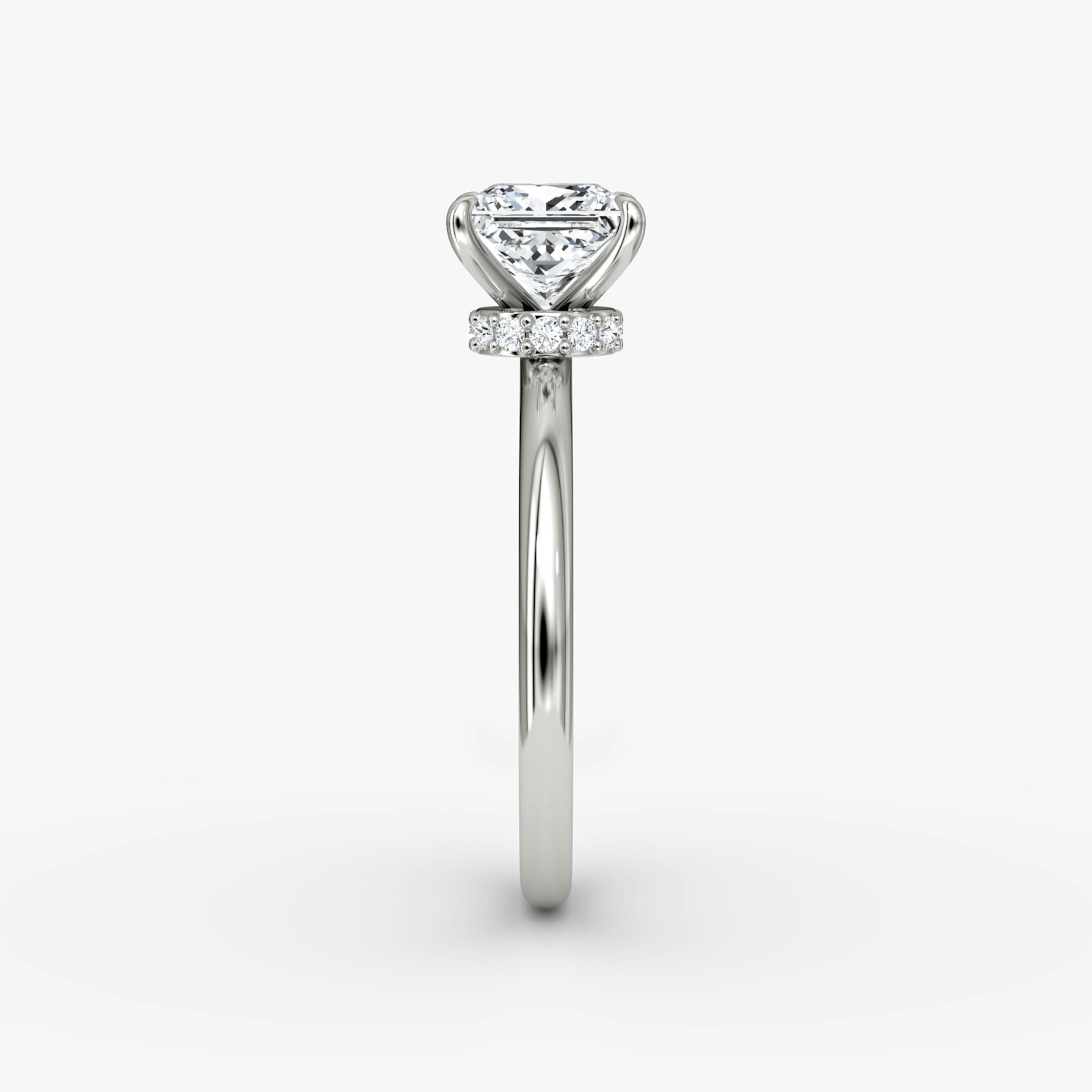 The Veiled Halo | Princess | 18k | 18k White Gold | Band: Plain | Diamond orientation: vertical | Carat weight: See full inventory