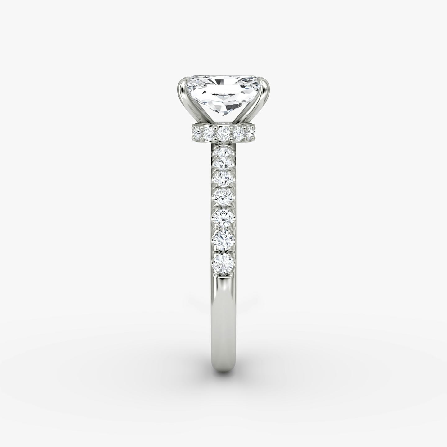 The Veiled Halo | Radiant | 18k | 18k White Gold | Band: Pavé | Diamond orientation: vertical | Carat weight: See full inventory