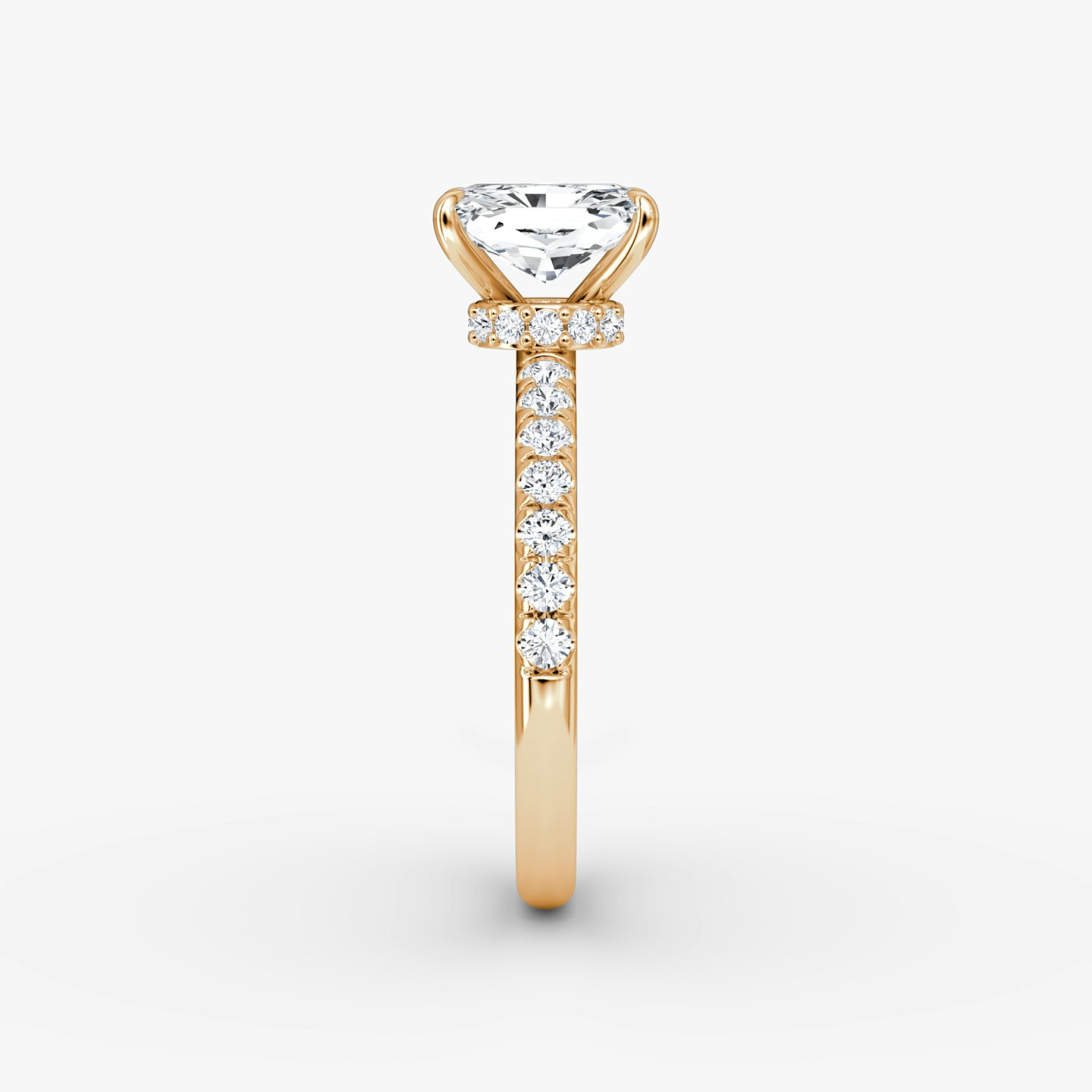 The Veiled Halo | Radiant | 14k | 14k Rose Gold | Band: Pavé | Diamond orientation: vertical | Carat weight: See full inventory