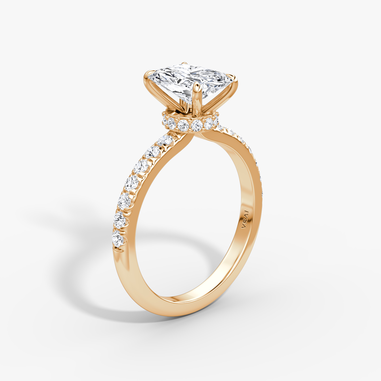Veiled Halo Radiant Engagement Ring | 14k Rose Gold