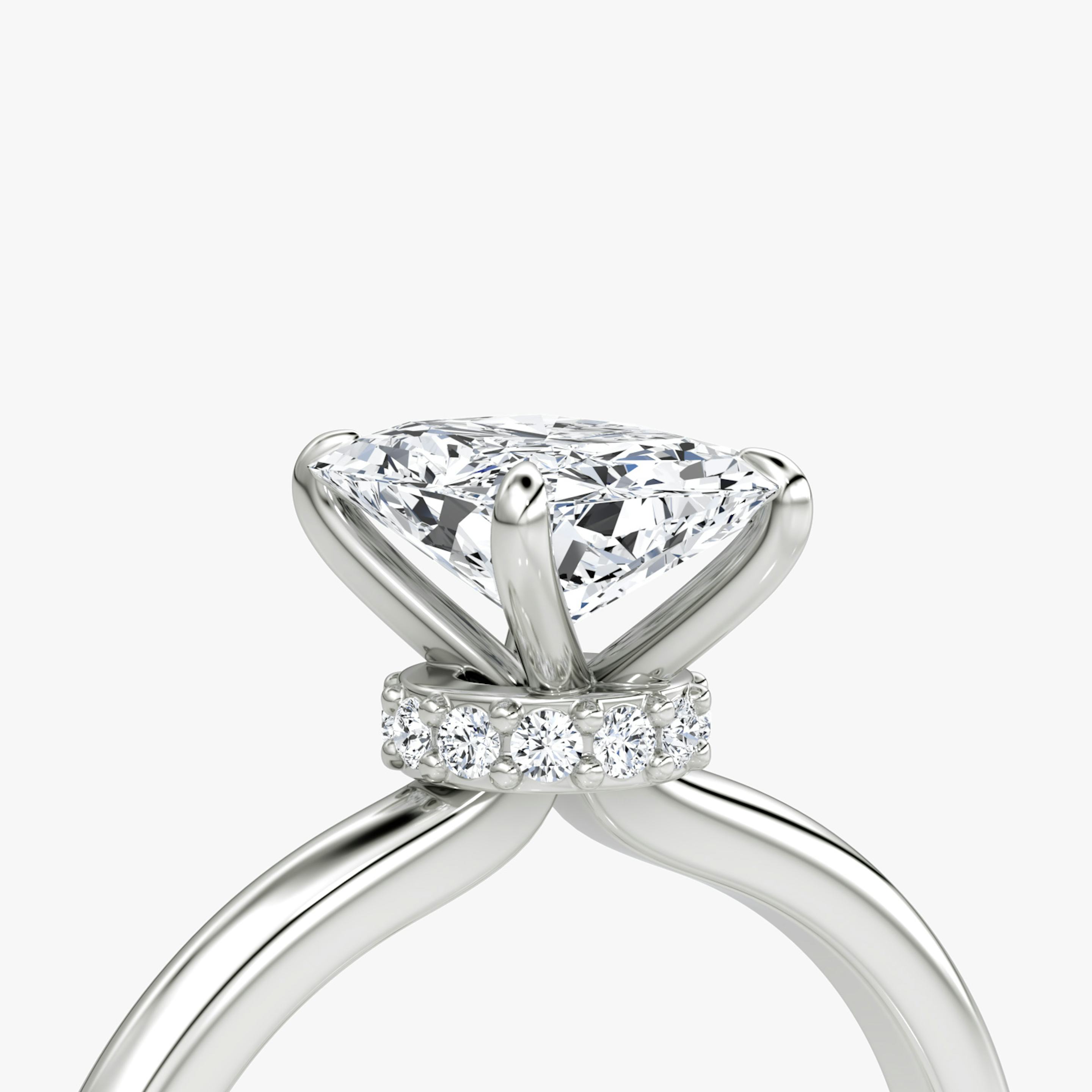 The Veiled Halo | Radiant | 18k | 18k White Gold | Band: Plain | Diamond orientation: vertical | Carat weight: See full inventory