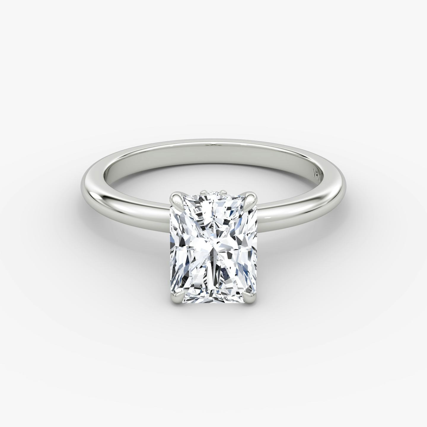 The Veiled Halo | Radiant | 18k | 18k White Gold | Band: Plain | Diamond orientation: vertical | Carat weight: See full inventory