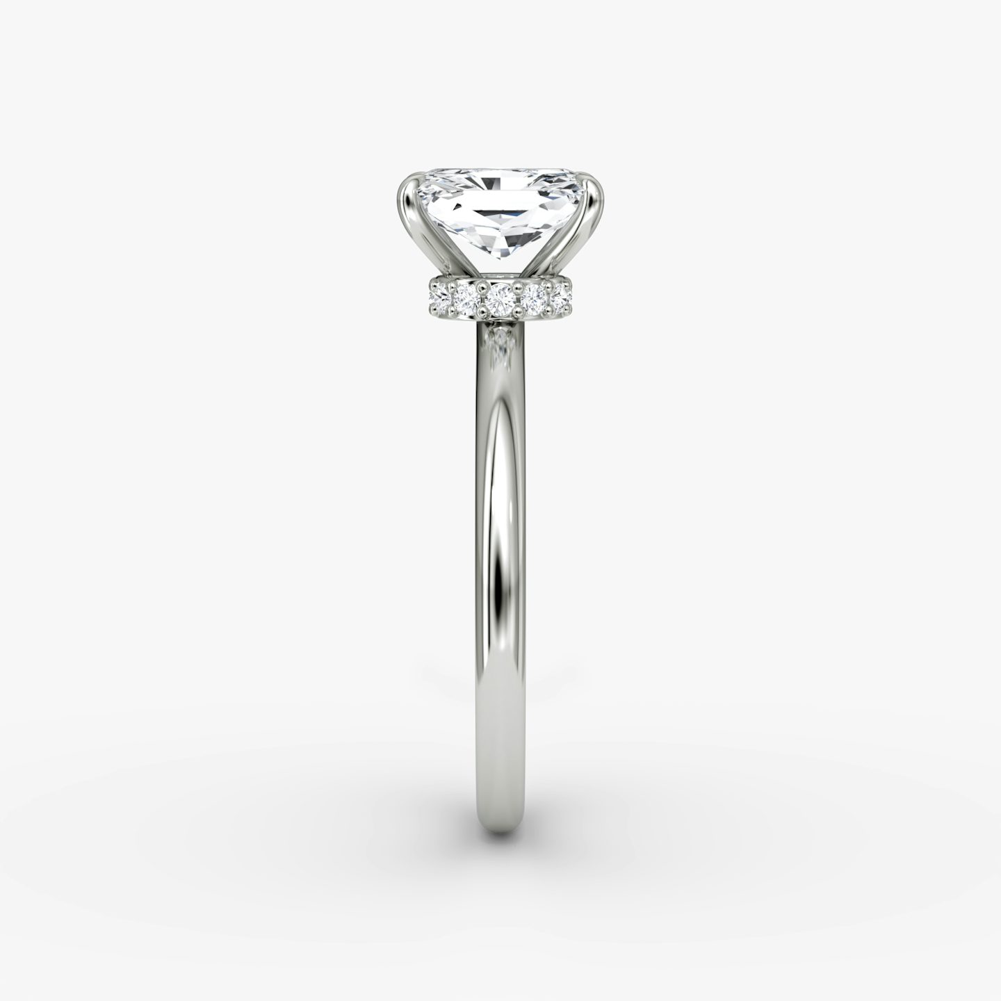 The Veiled Halo | Radiant | Platinum | Band: Plain | Diamond orientation: vertical | Carat weight: See full inventory