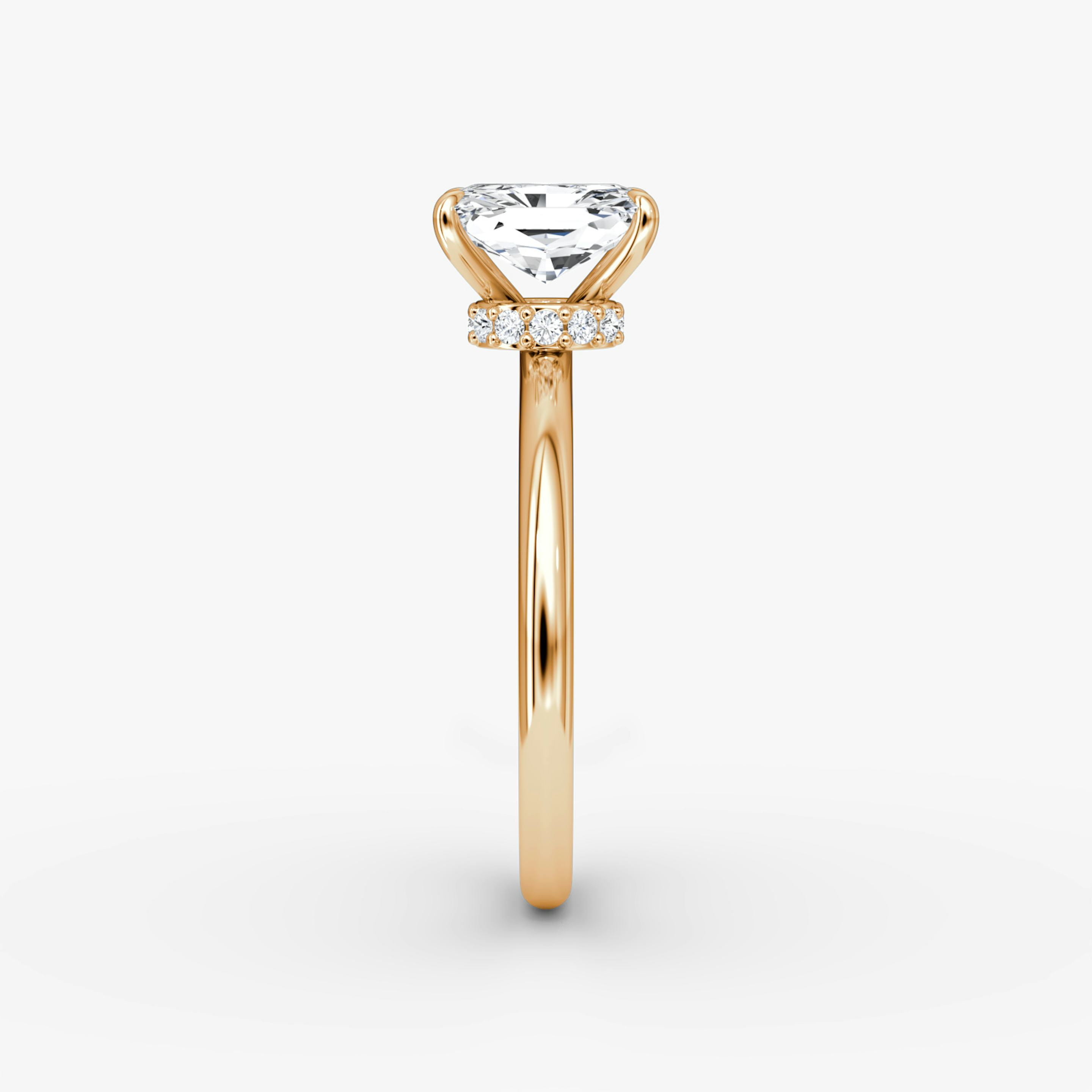The Veiled Halo | Radiant | 14k | 14k Rose Gold | Band: Plain | Diamond orientation: vertical | Carat weight: See full inventory