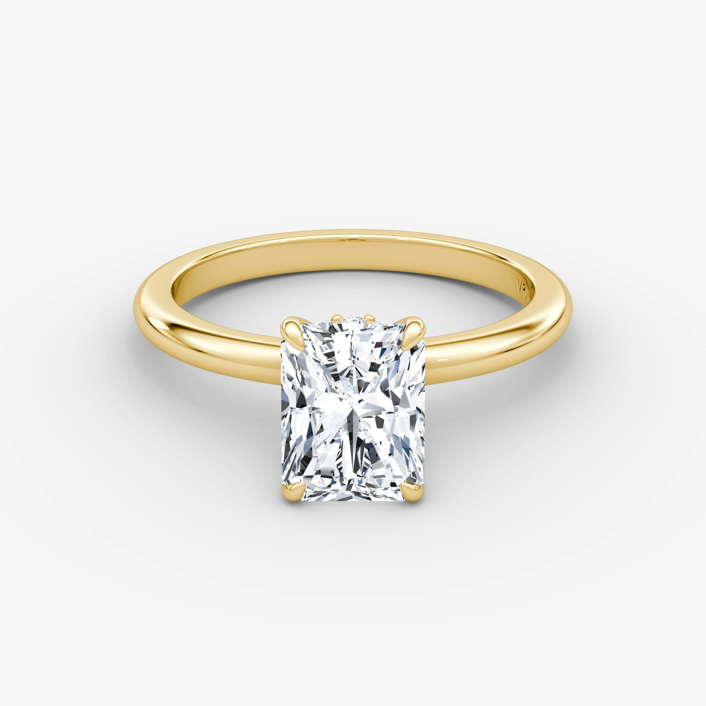 The Veiled Halo | Radiant | 18k | 18k Yellow Gold | Band: Plain | Diamond orientation: vertical | Carat weight: See full inventory
