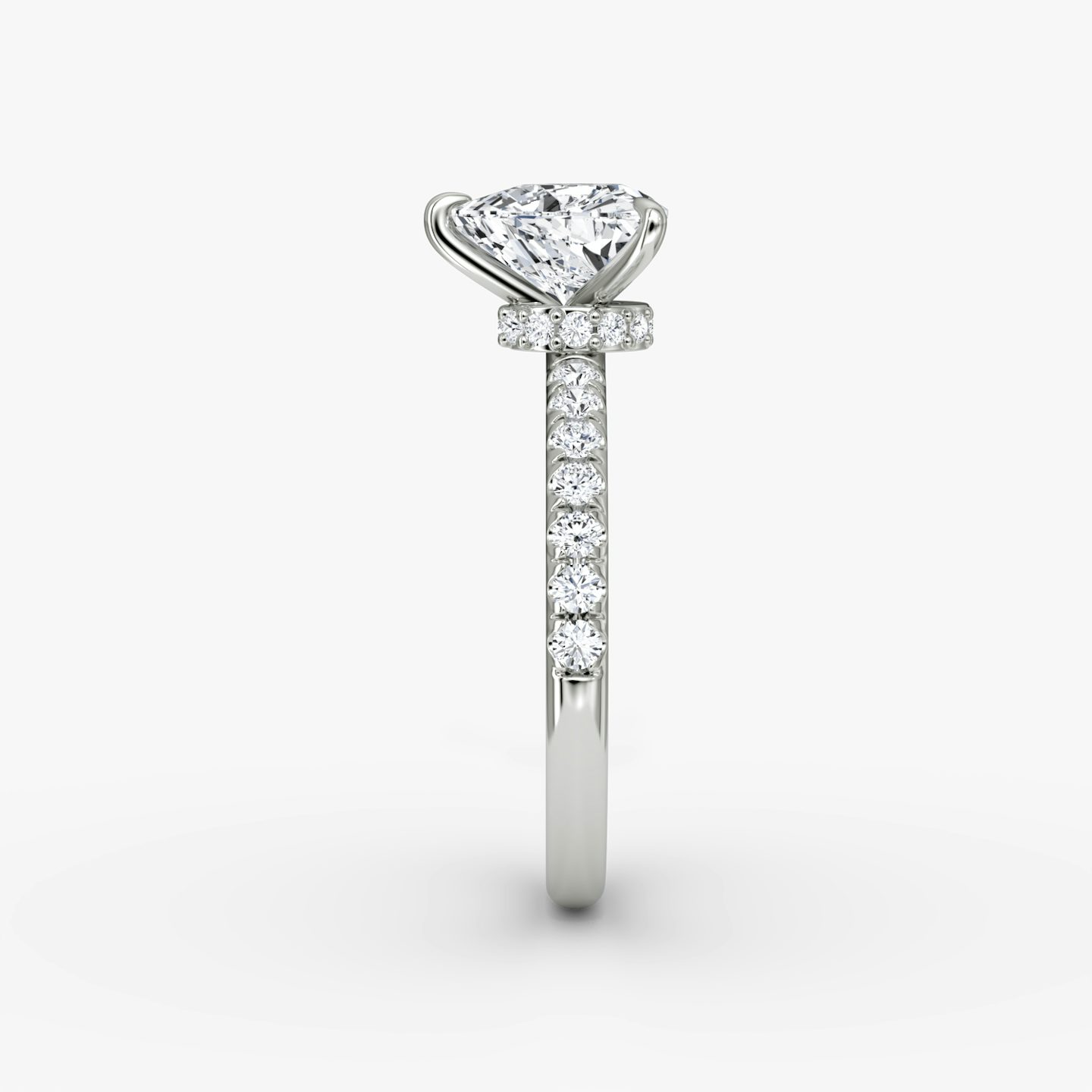 The Veiled Halo | Trillion | 18k | 18k White Gold | Band: Pavé | Diamond orientation: vertical | Carat weight: See full inventory