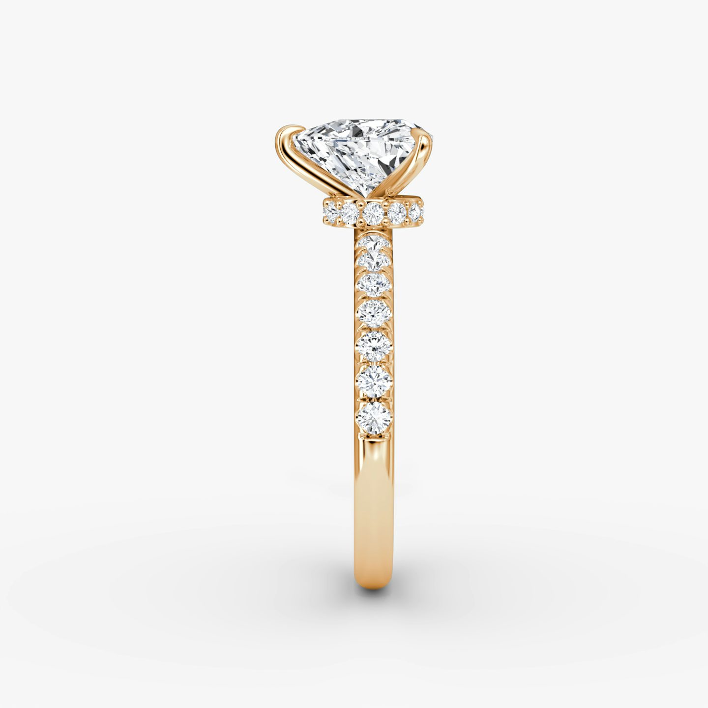 The Veiled Halo | Trillion | 14k | 14k Rose Gold | Band: Pavé | Diamond orientation: vertical | Carat weight: See full inventory