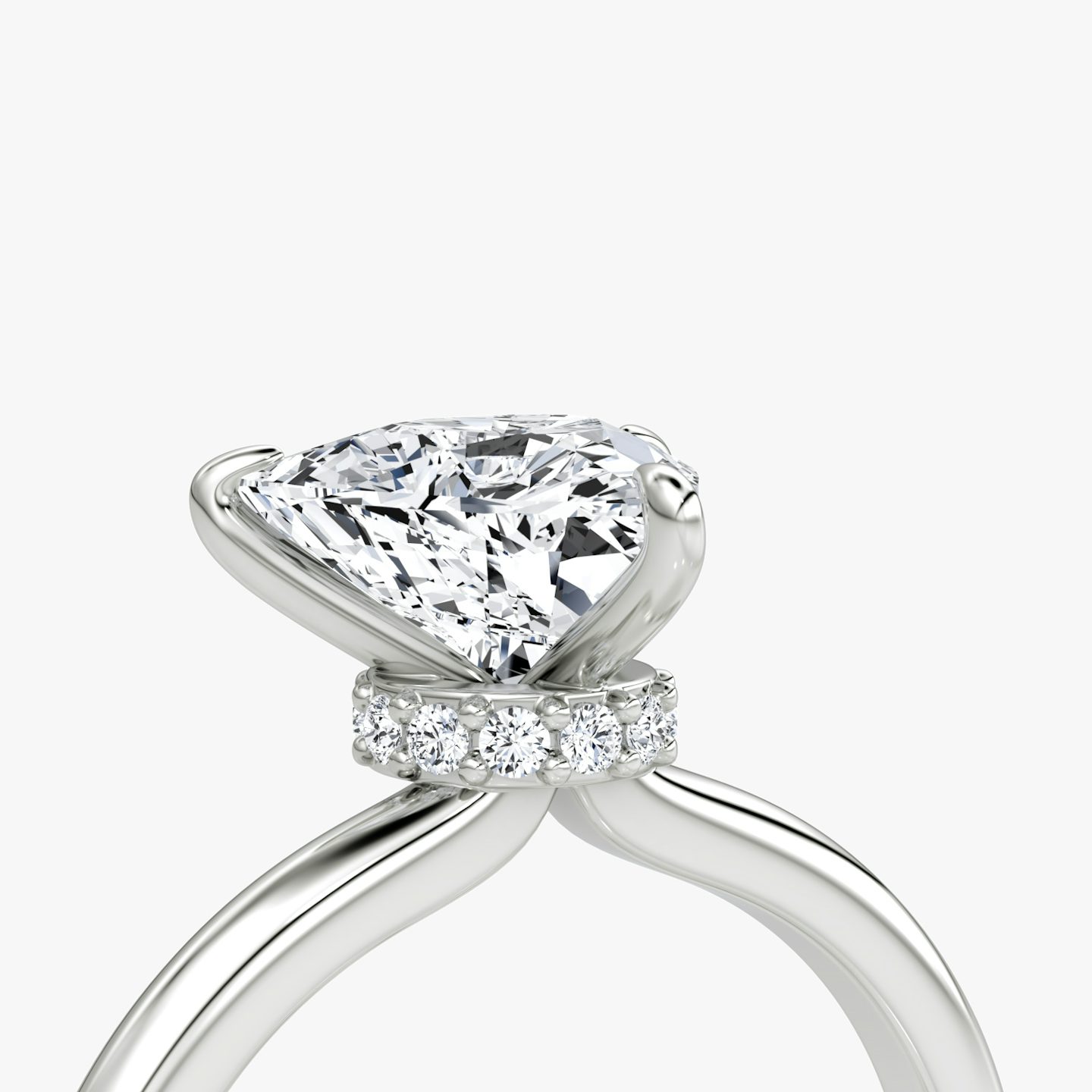 The Veiled Halo | Trillion | Platinum | Band: Plain | Diamond orientation: vertical | Carat weight: See full inventory