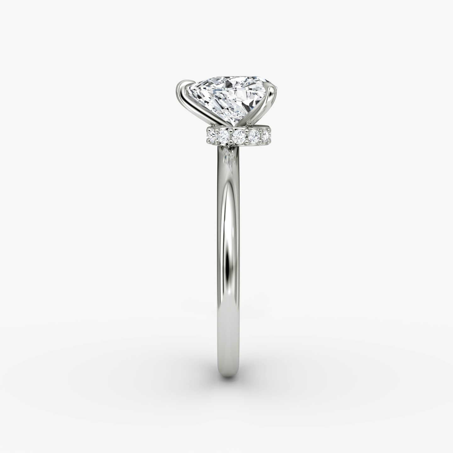The Veiled Halo | Trillion | Platinum | Band: Plain | Diamond orientation: vertical | Carat weight: See full inventory