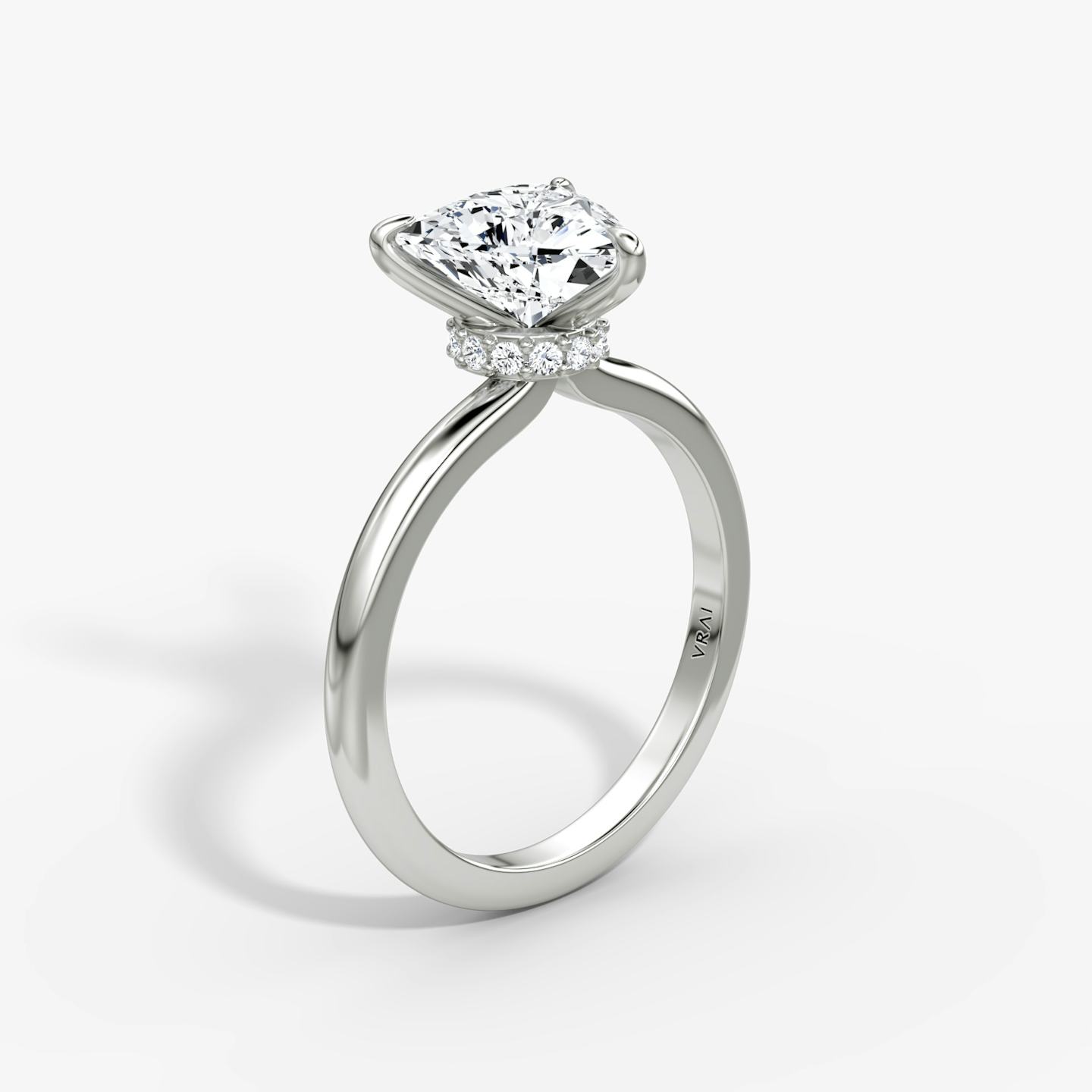 The Veiled Halo | Trillion | 18k | 18k White Gold | Band: Plain | Diamond orientation: vertical | Carat weight: See full inventory