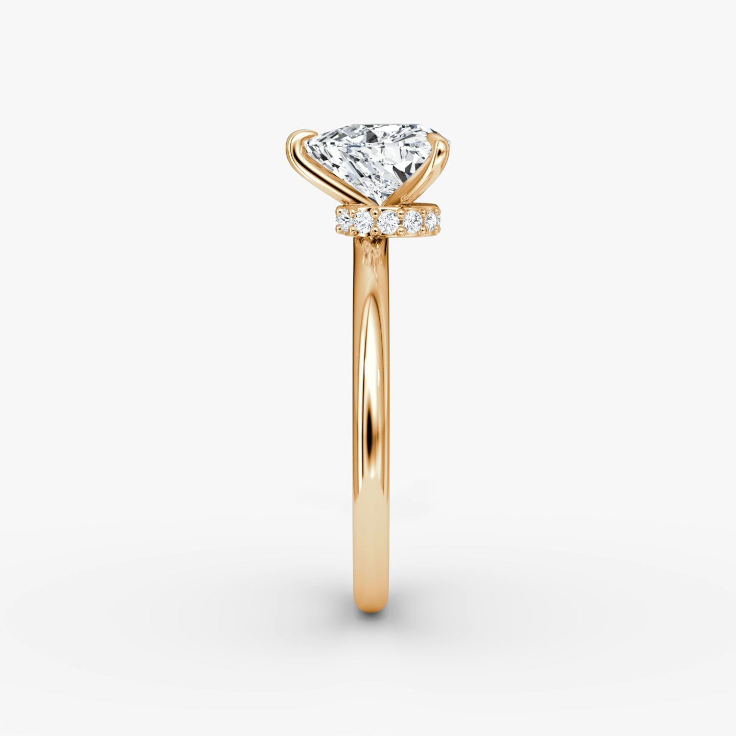 The Veiled Halo | Trillion | 14k | 14k Rose Gold | Band: Plain | Diamond orientation: vertical | Carat weight: See full inventory